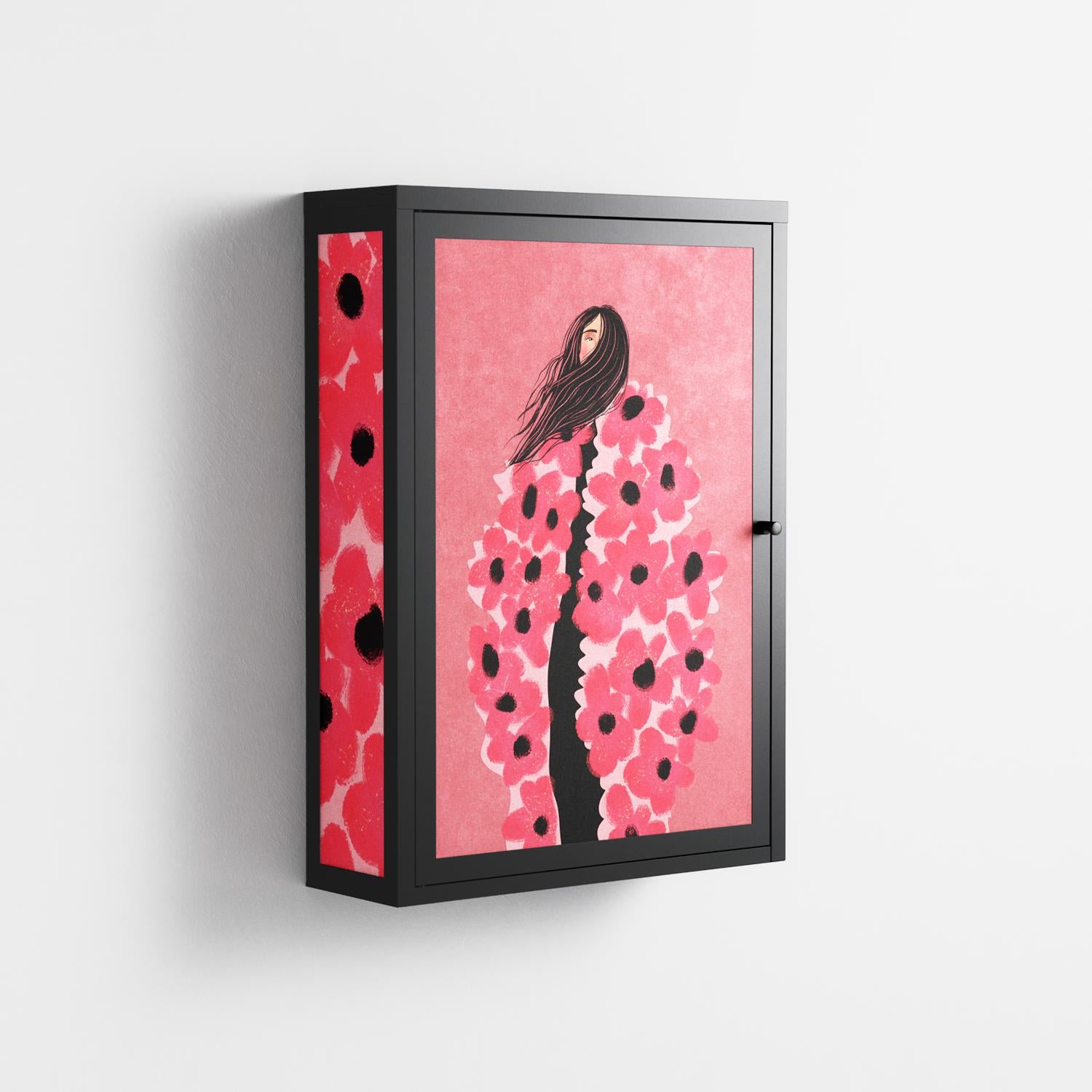 Covered in Flowers - Wall Cabinet - Raissa Oltmanns - Antracite - Overlay Metal