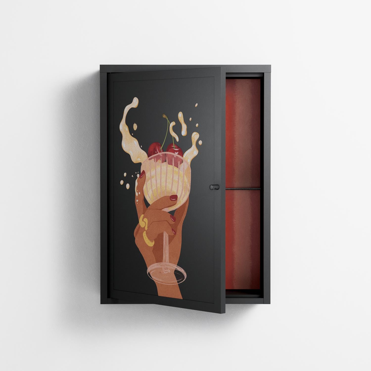 Drink And Cherries - Wall Cabinet - Raissa Oltmanns - Antracite - Overlay Metal