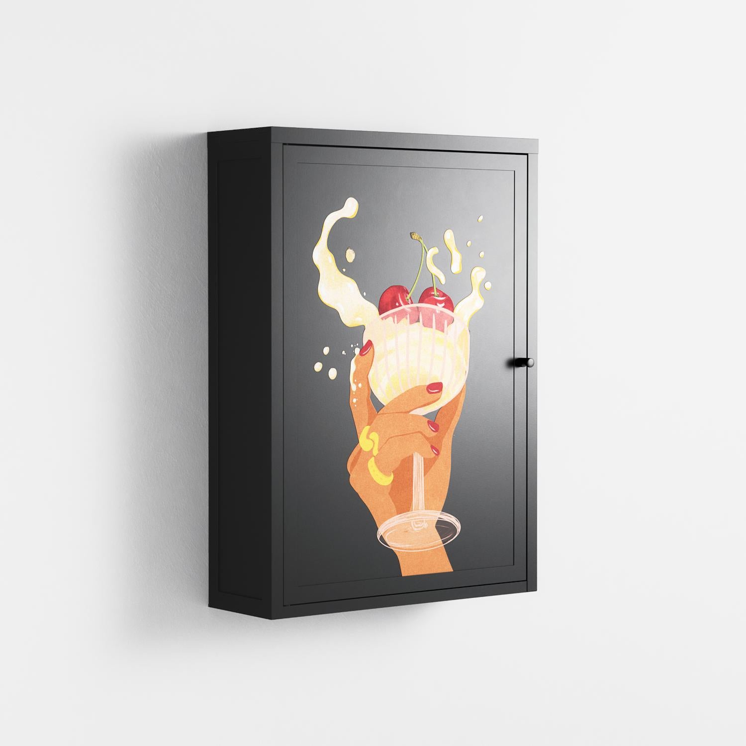 Drink And Cherries - Wall Cabinet - Raissa Oltmanns - Antracite - Overlay Metal