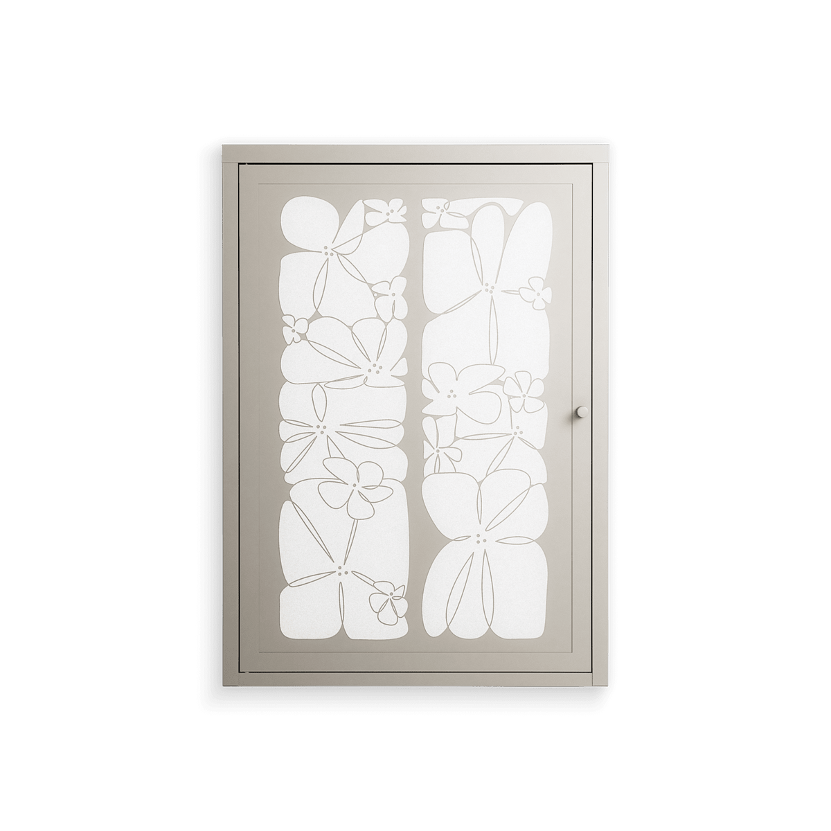 White Flowers - Wall Cabinet - Konrad Blaszczyk - Pebble - Overlay Metal