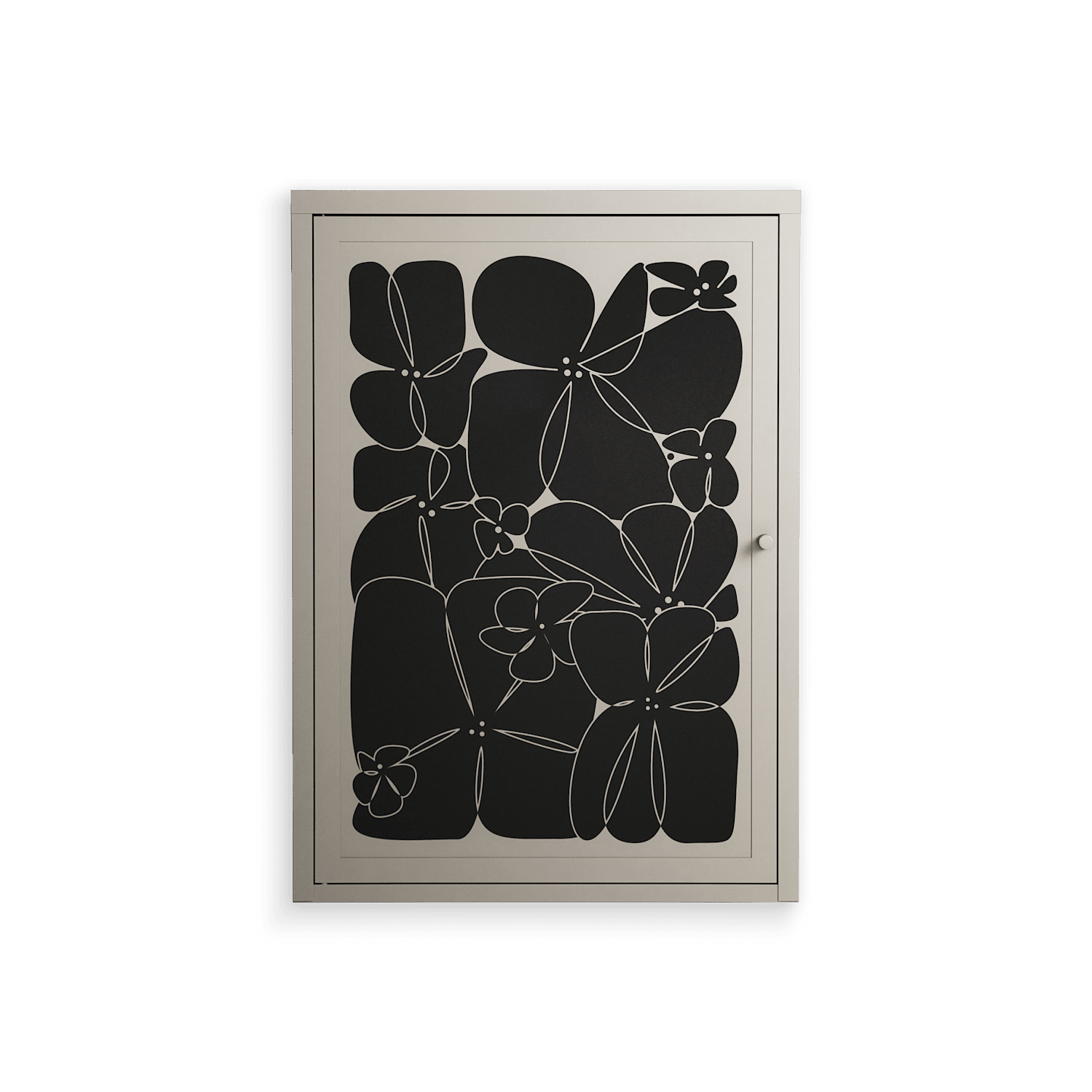 Black Flower - Wall Cabinet - Konrad Blaszczyk - Pebble - Overlay Metal