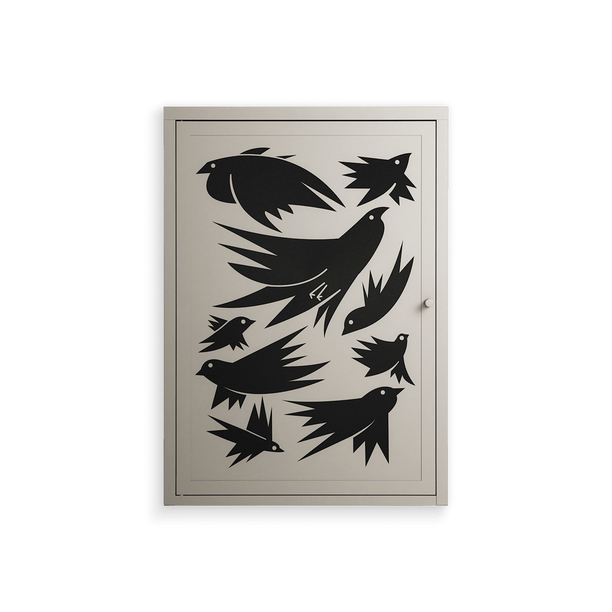 Black Birds - Wall Cabinet - Konrad Blaszczyk - Pebble - Overlay Metal