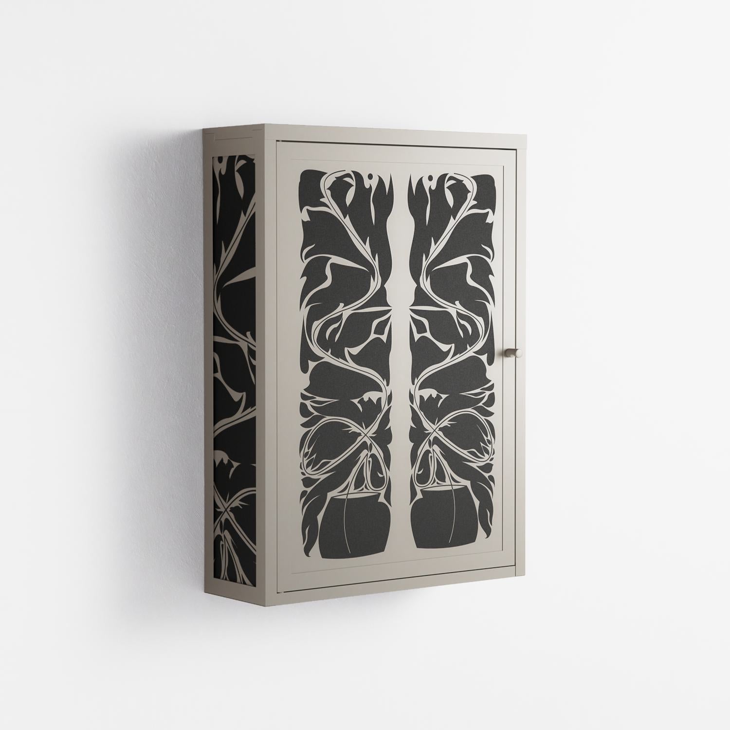 Black Potted Plant - Wall Cabinet - Konrad Blaszczyk - Pebble - Overlay Metal