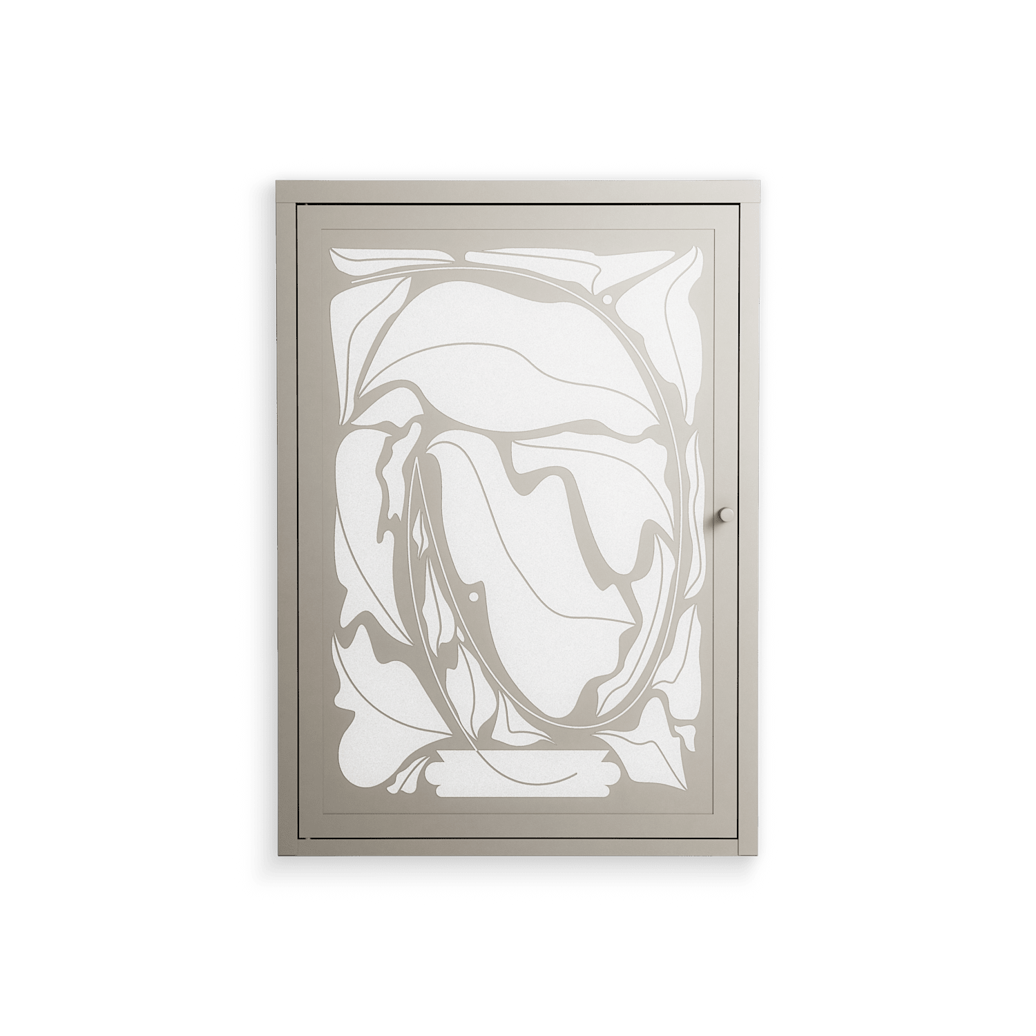 White Potted Plant - Wall Cabinet - Konrad Blaszczyk - Pebble - Overlay Metal