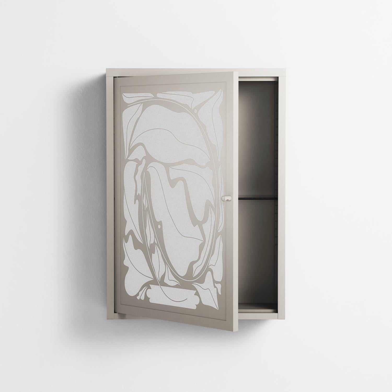 White Potted Plant - Wall Cabinet - Konrad Blaszczyk - Pebble - Overlay Metal