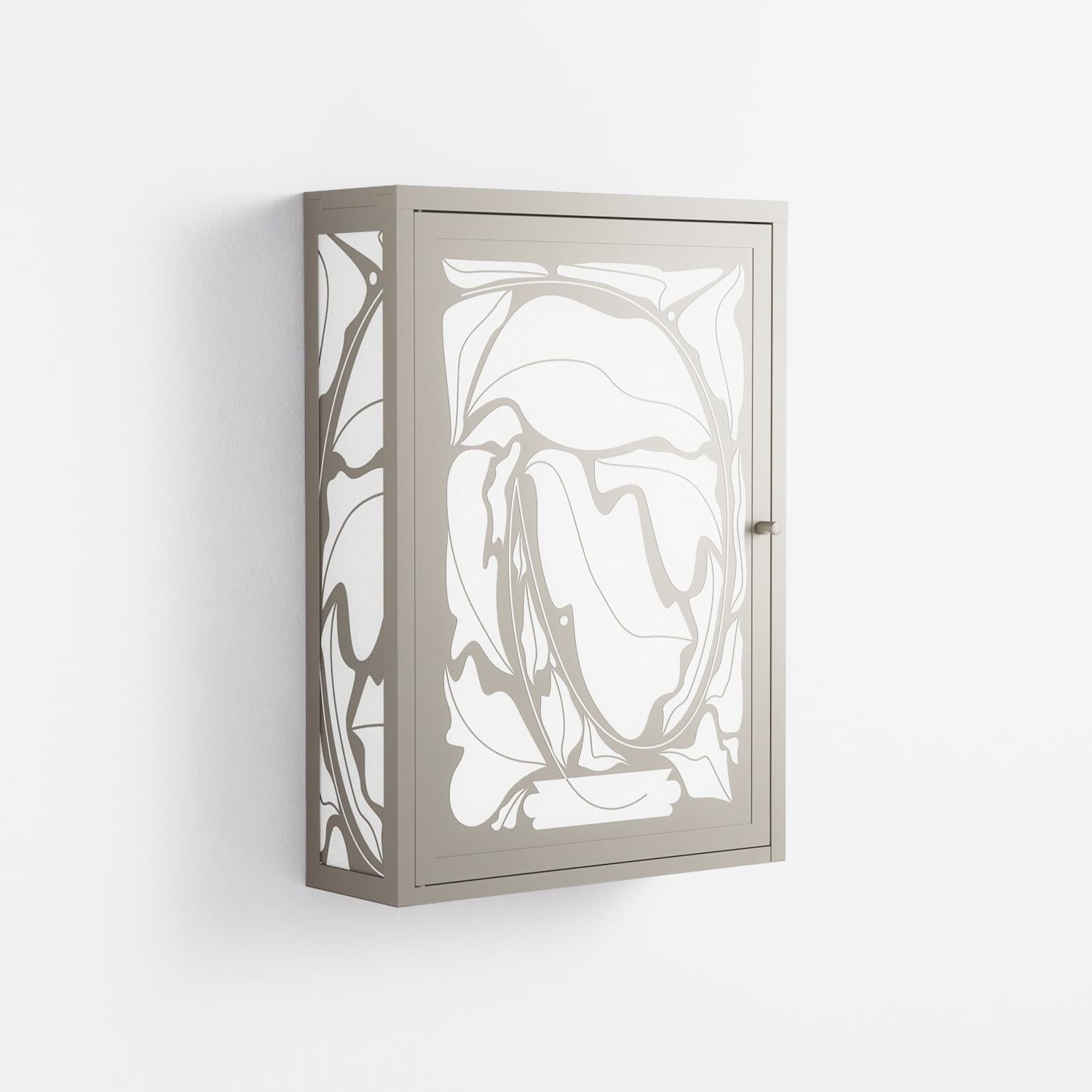 White Potted Plant - Wall Cabinet - Konrad Blaszczyk - Pebble - Overlay Metal