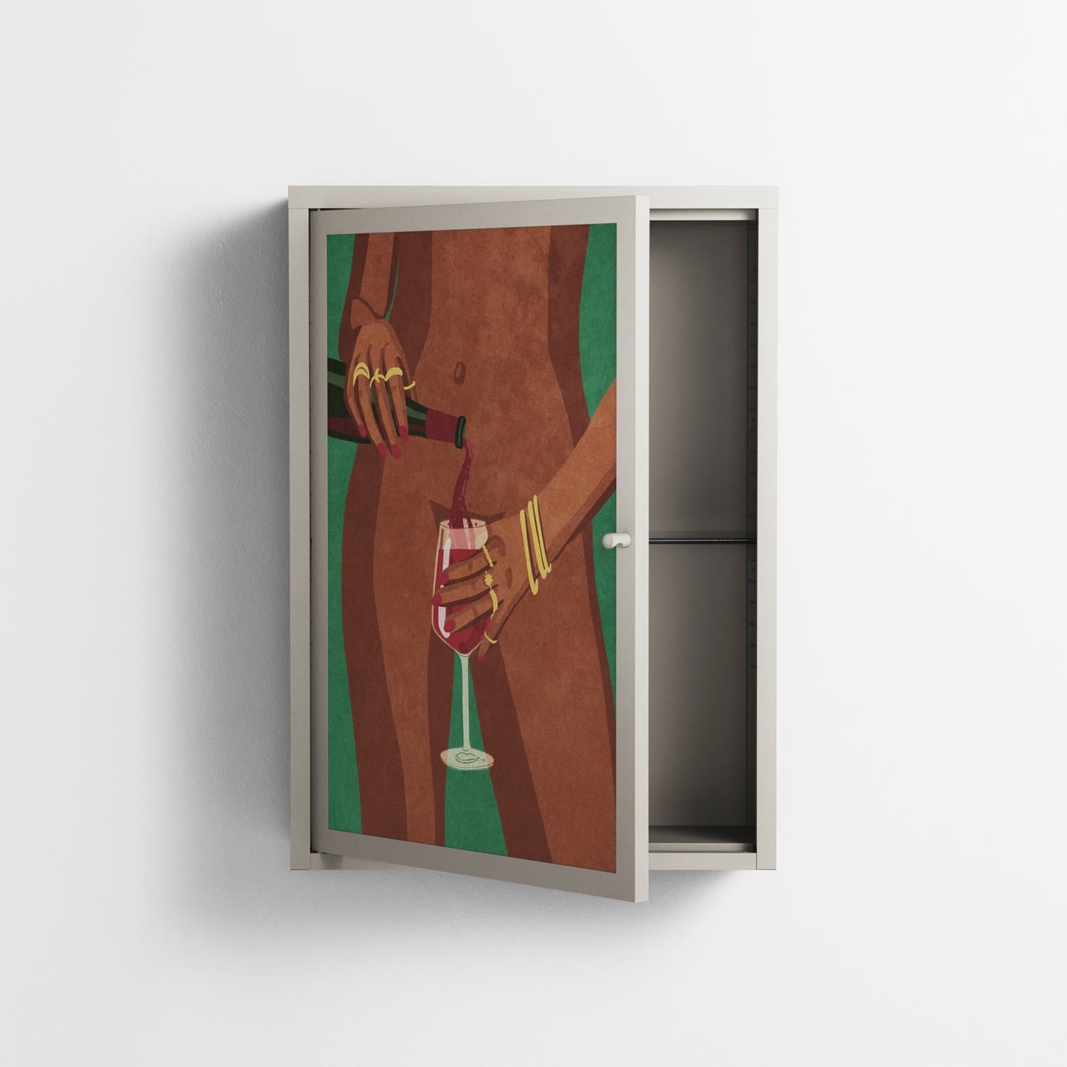 Wine And Me - Wall Cabinet - Raissa Oltmanns - Pebble - Overlay Metal