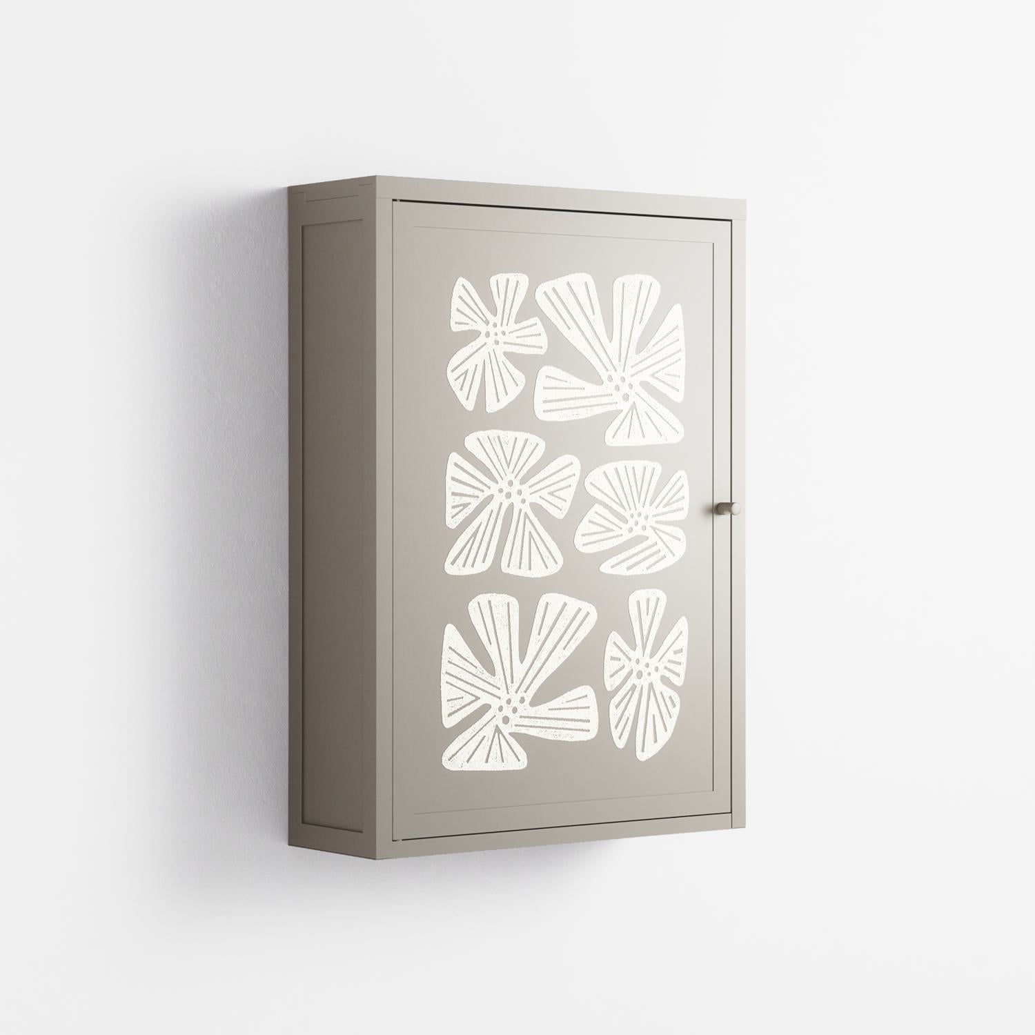 Blue Flower - Wall Cabinet - Magdalena Marchocka - Pebble - Overlay Metal