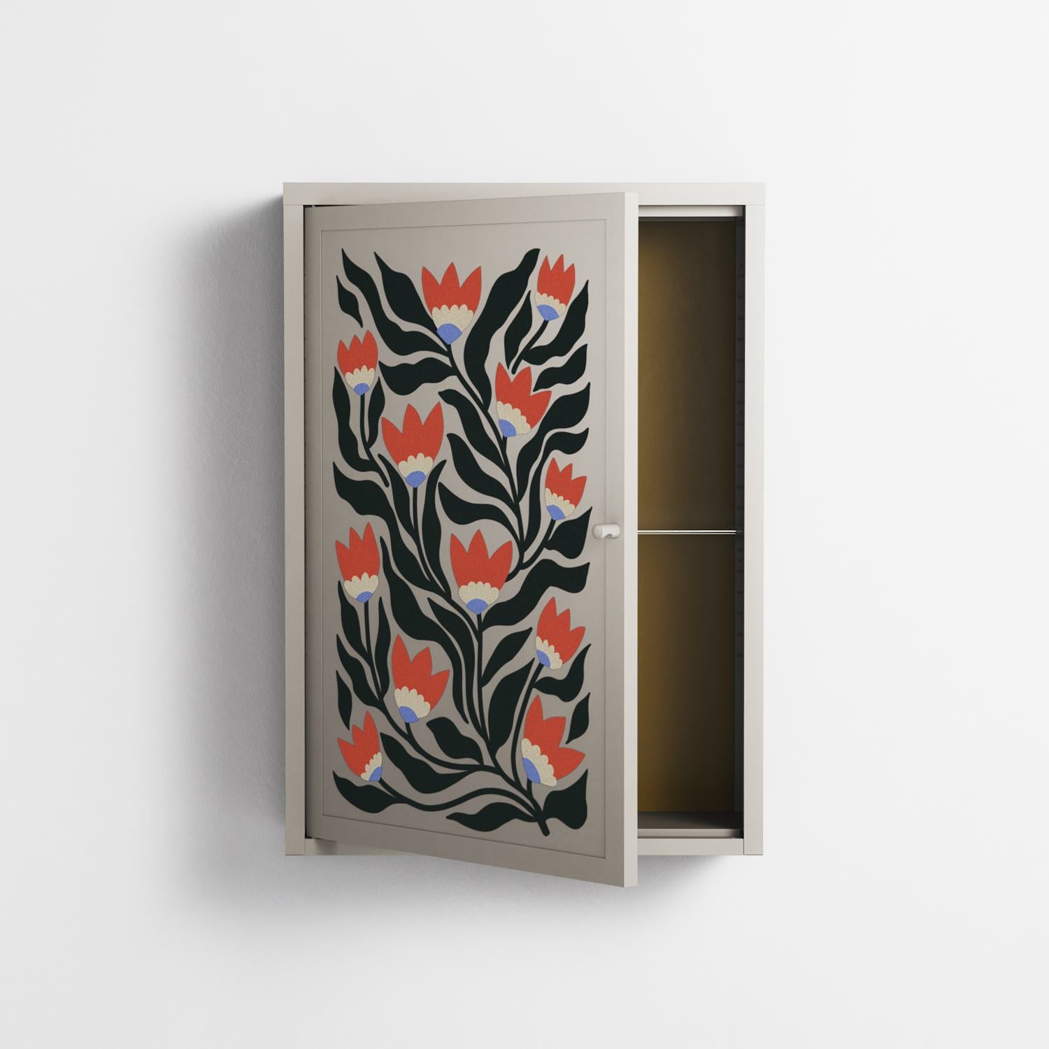 Blooming Folk Garden - Wall Cabinet - Sandra Hutter - Pebble - Overlay Metal