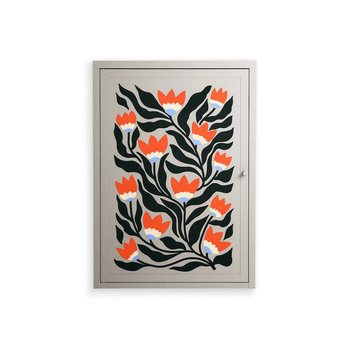 Blooming Folk Garden - Wall Cabinet - Sandra Hutter - Pebble - Overlay Metal
