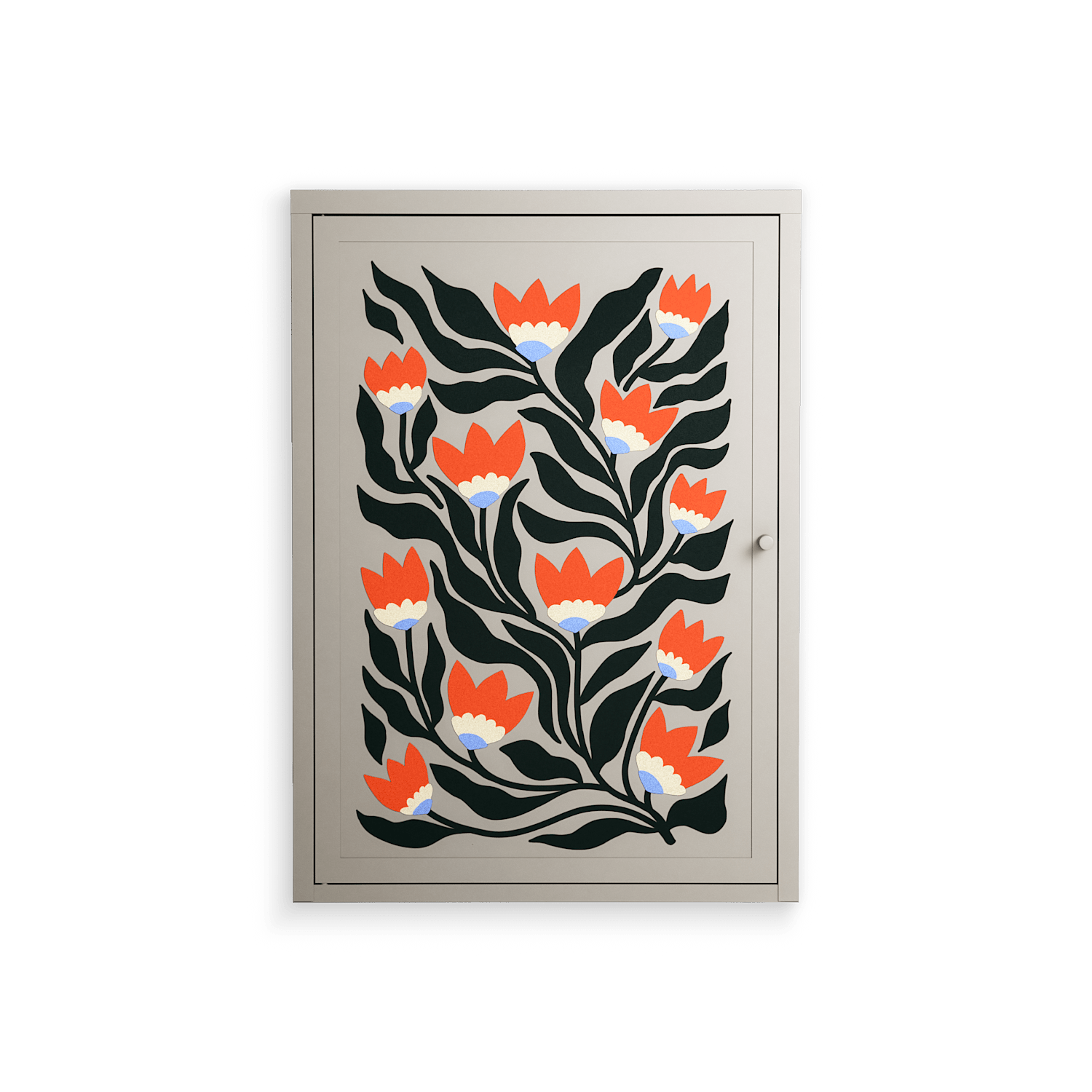 Blooming Folk Garden - Wall Cabinet - Sandra Hutter - Pebble - Overlay Metal