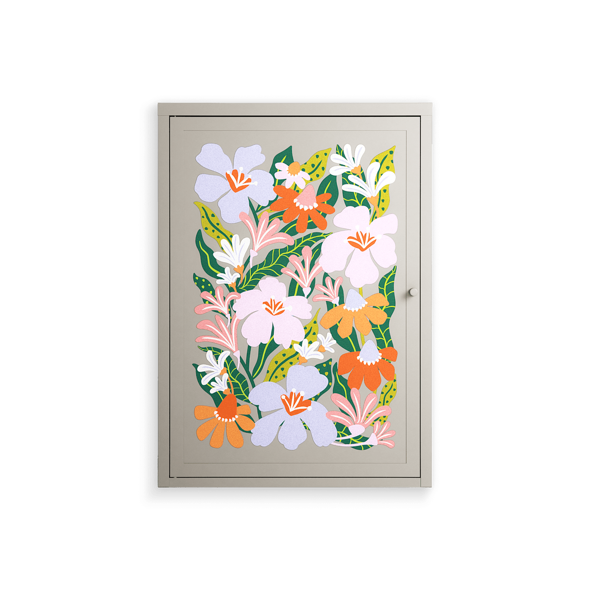 Floral Delight - Wall Cabinet - Sandra Hutter - Pebble - Overlay Metal
