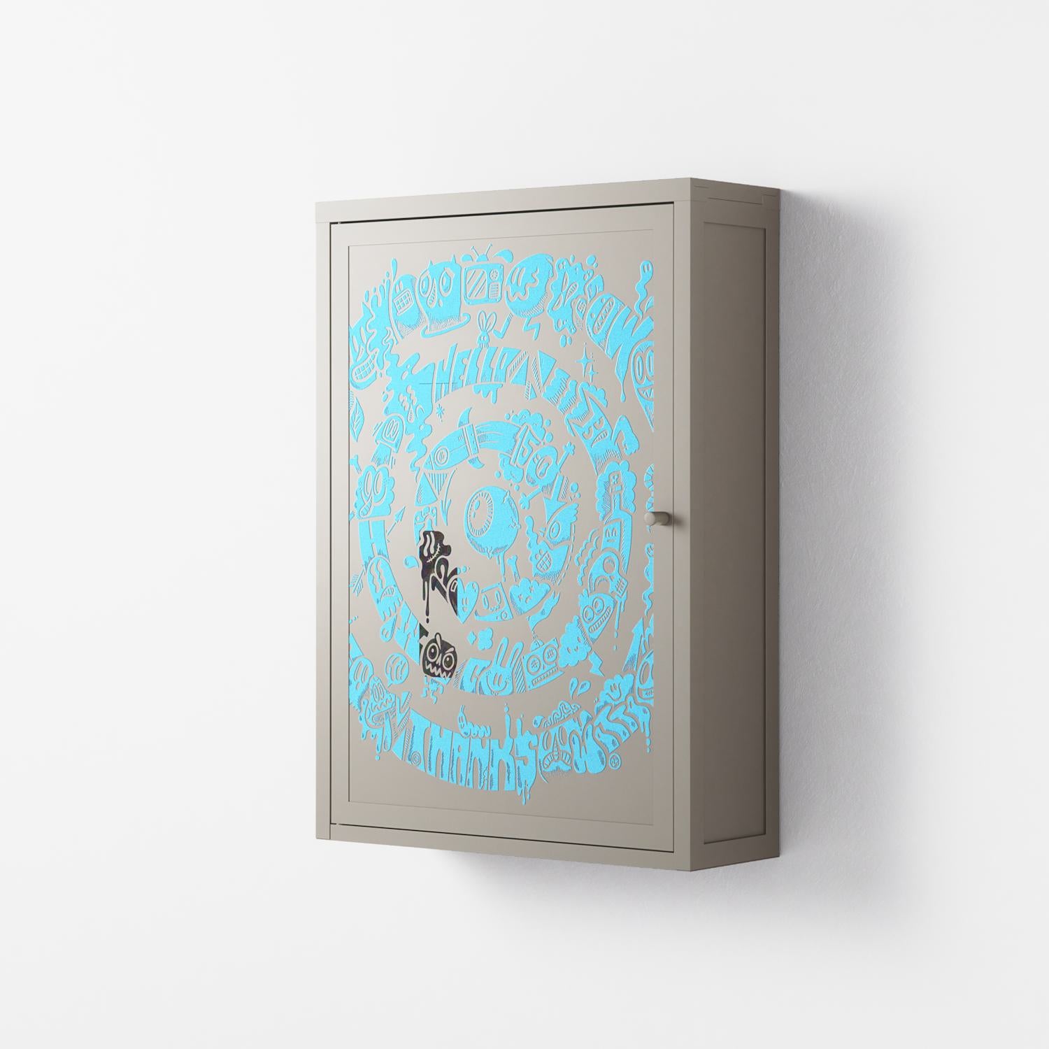 The Circles Of My Mind - Wall Cabinet - Craig Watkins - Pebble - Overlay Metal