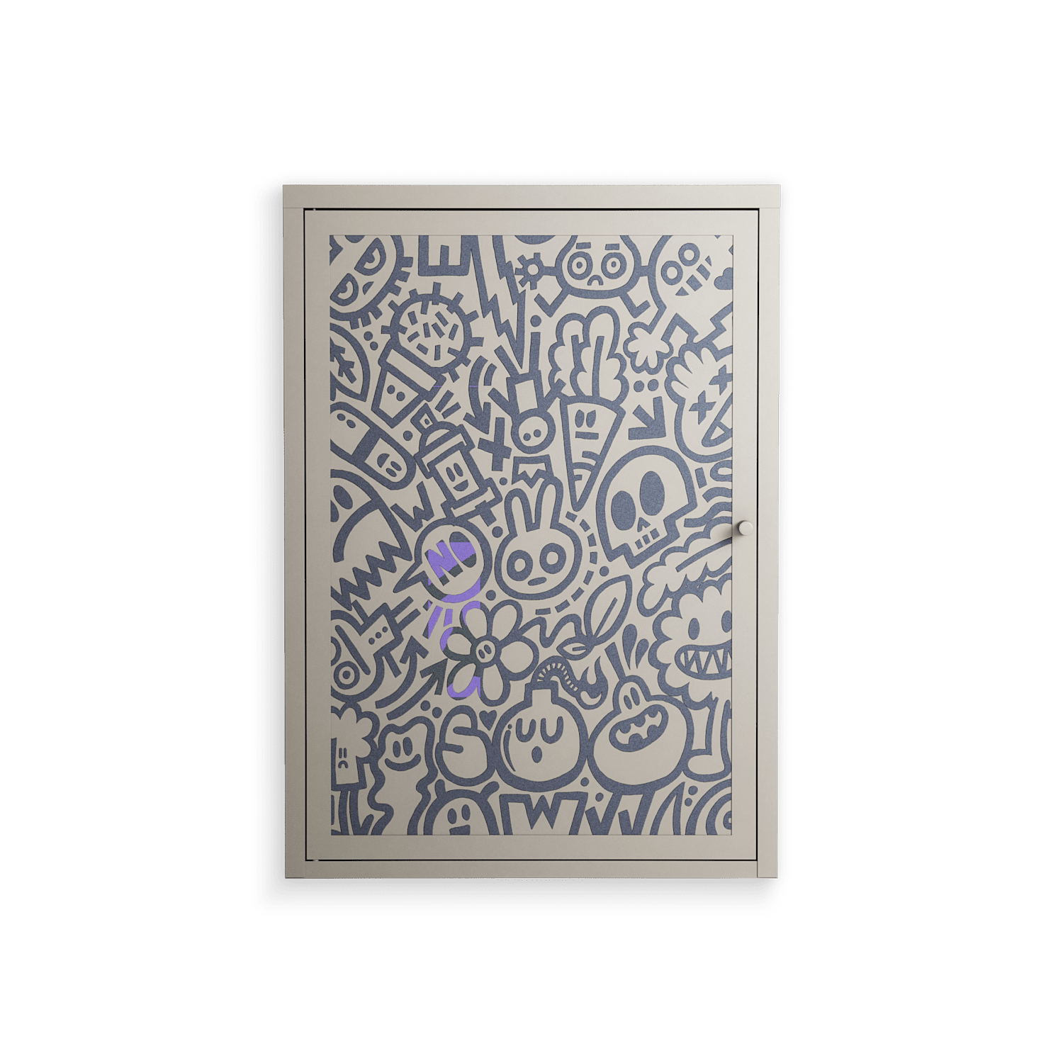 Thick Lines Good Times - Wall Cabinet - Craig Watkins - Pebble - Overlay Metal