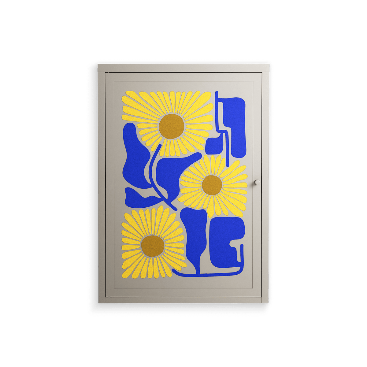 Sunflowers - Wall Cabinet - Sandra Hutter - Pebble - Overlay Metal