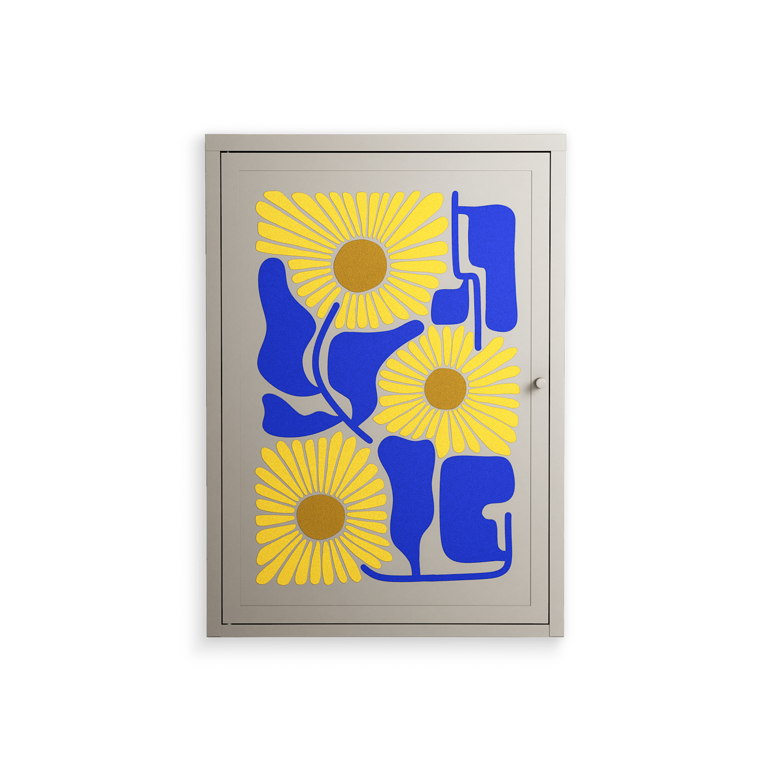 Sunflowers - Wall Cabinet - Sandra Hutter - Pebble - Overlay Metal