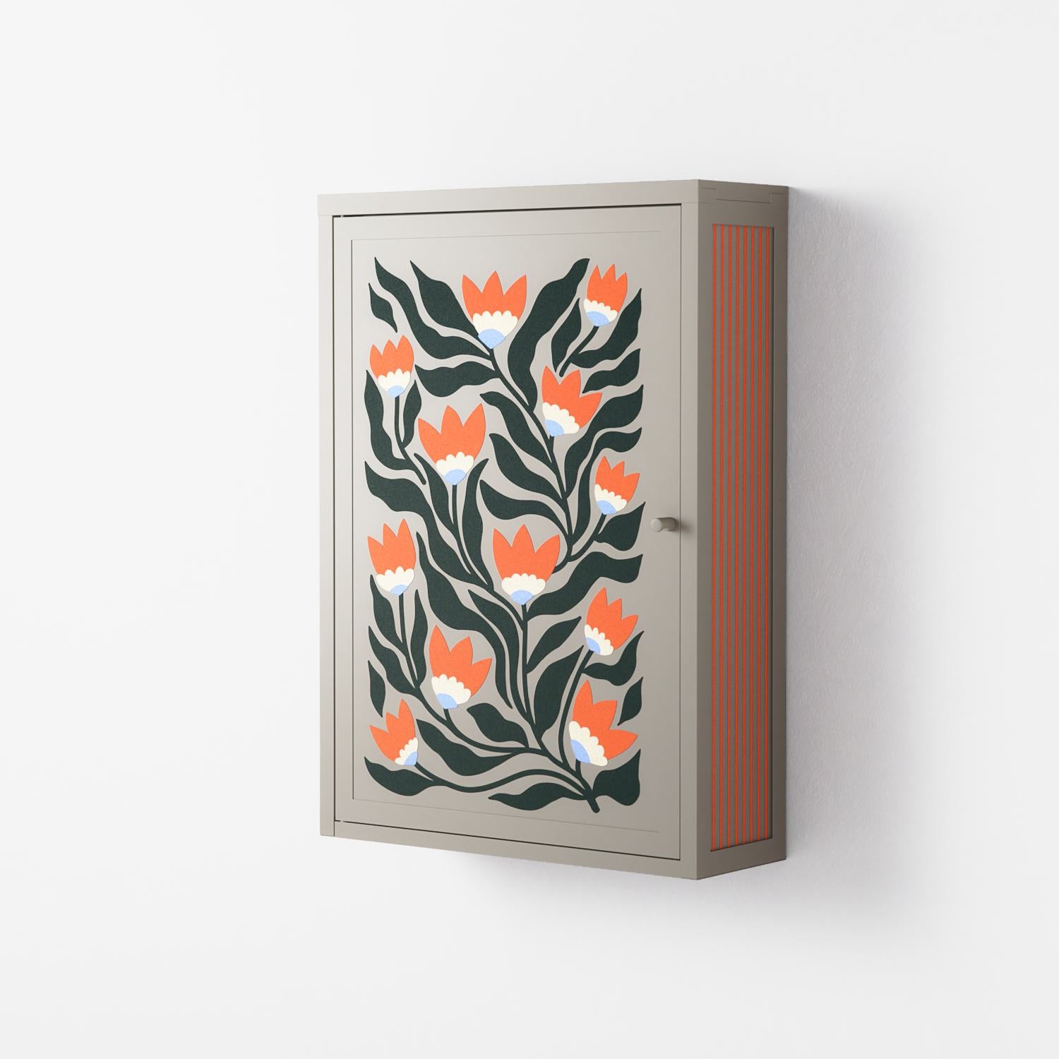 Blooming Folk Garden - Wall Cabinet - Sandra Hutter - Pebble - Overlay Metal