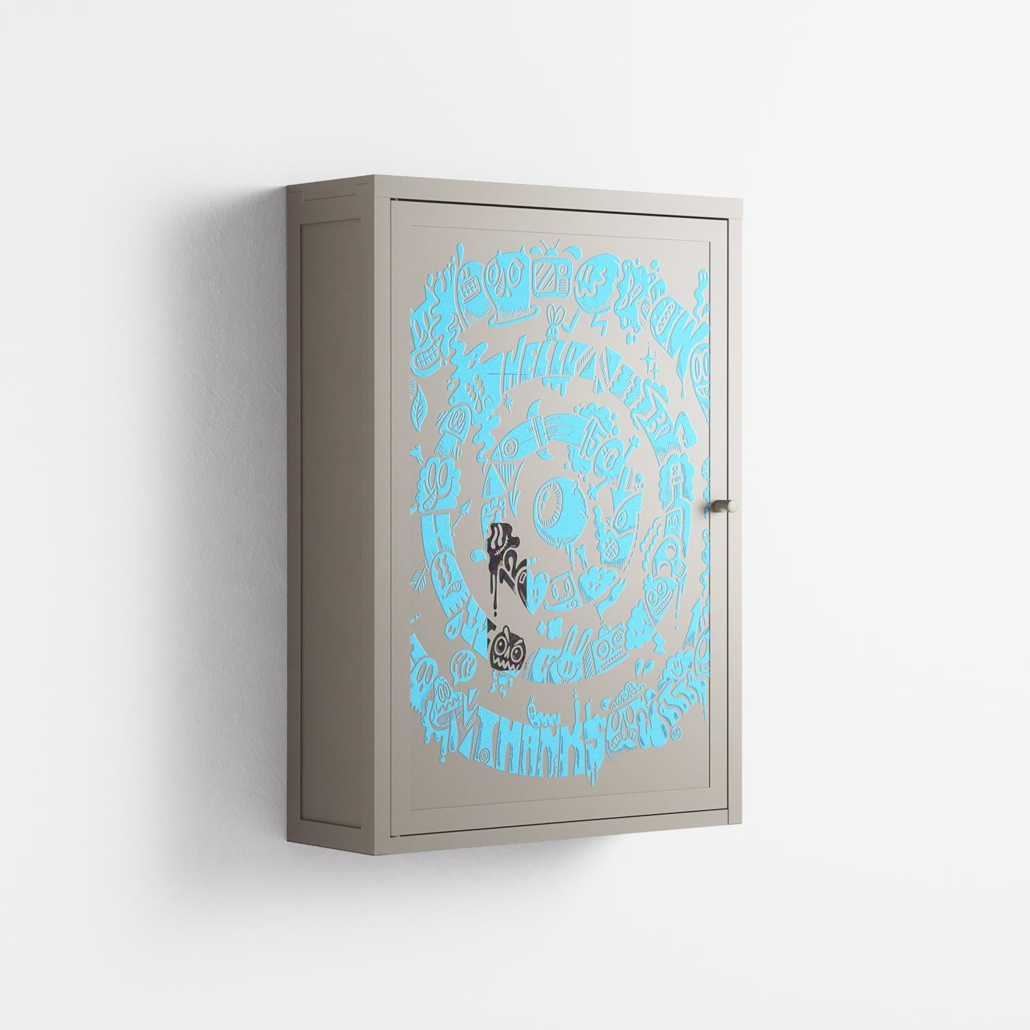 The Circles Of My Mind - Wall Cabinet - Craig Watkins - Pebble - Overlay Metal