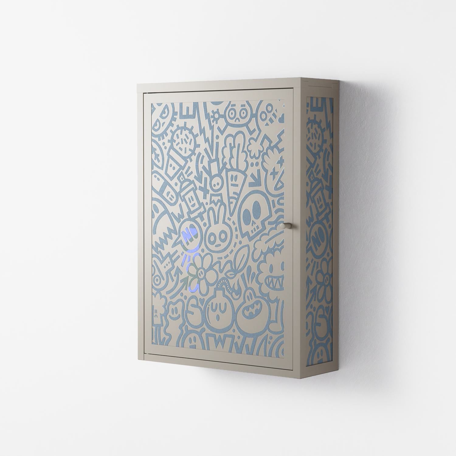 Thick Lines Good Times - Wall Cabinet - Craig Watkins - Pebble - Overlay Metal