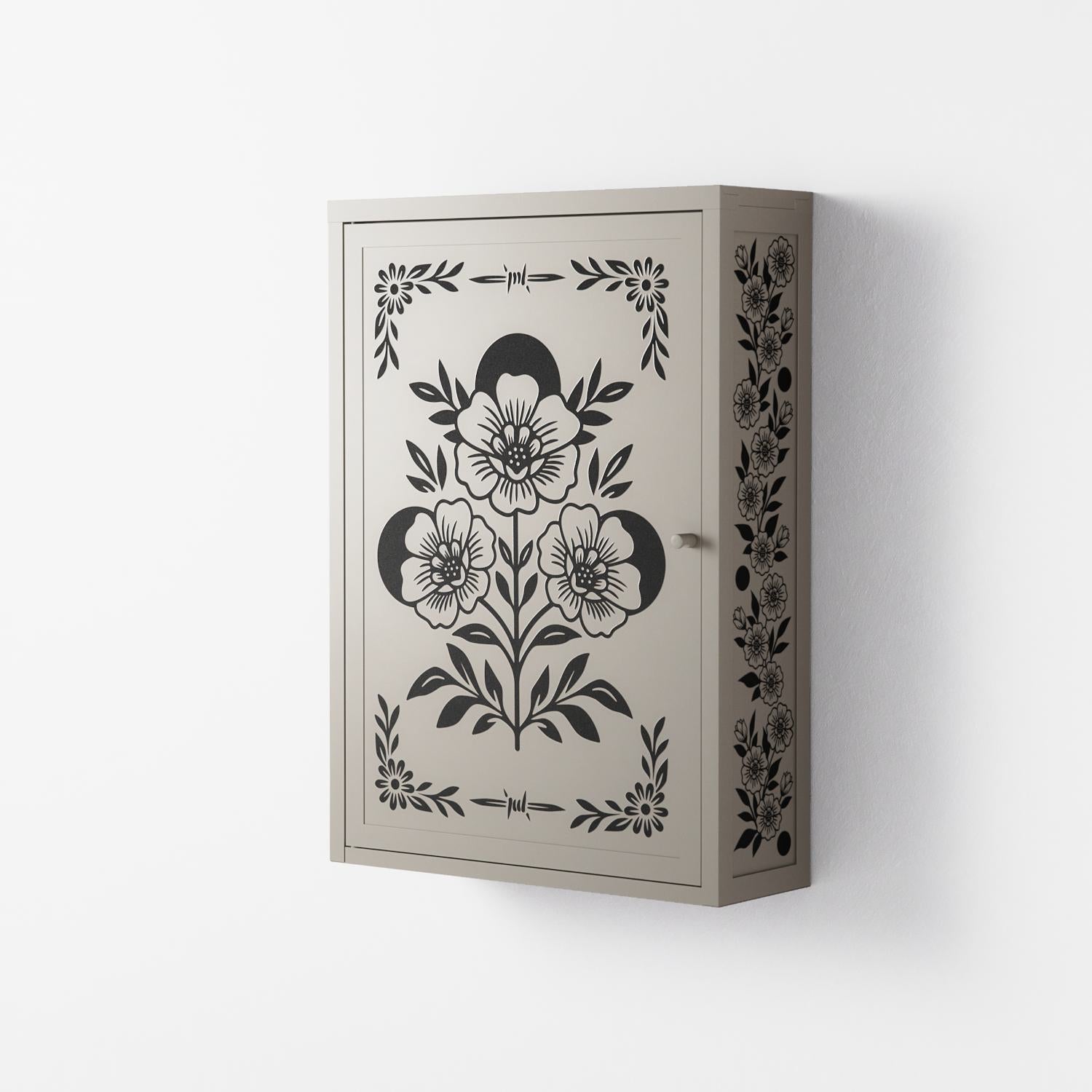 Barbed Bloom - Wall Cabinet - Daphna Sebbane - Pebble - Overlay Metal