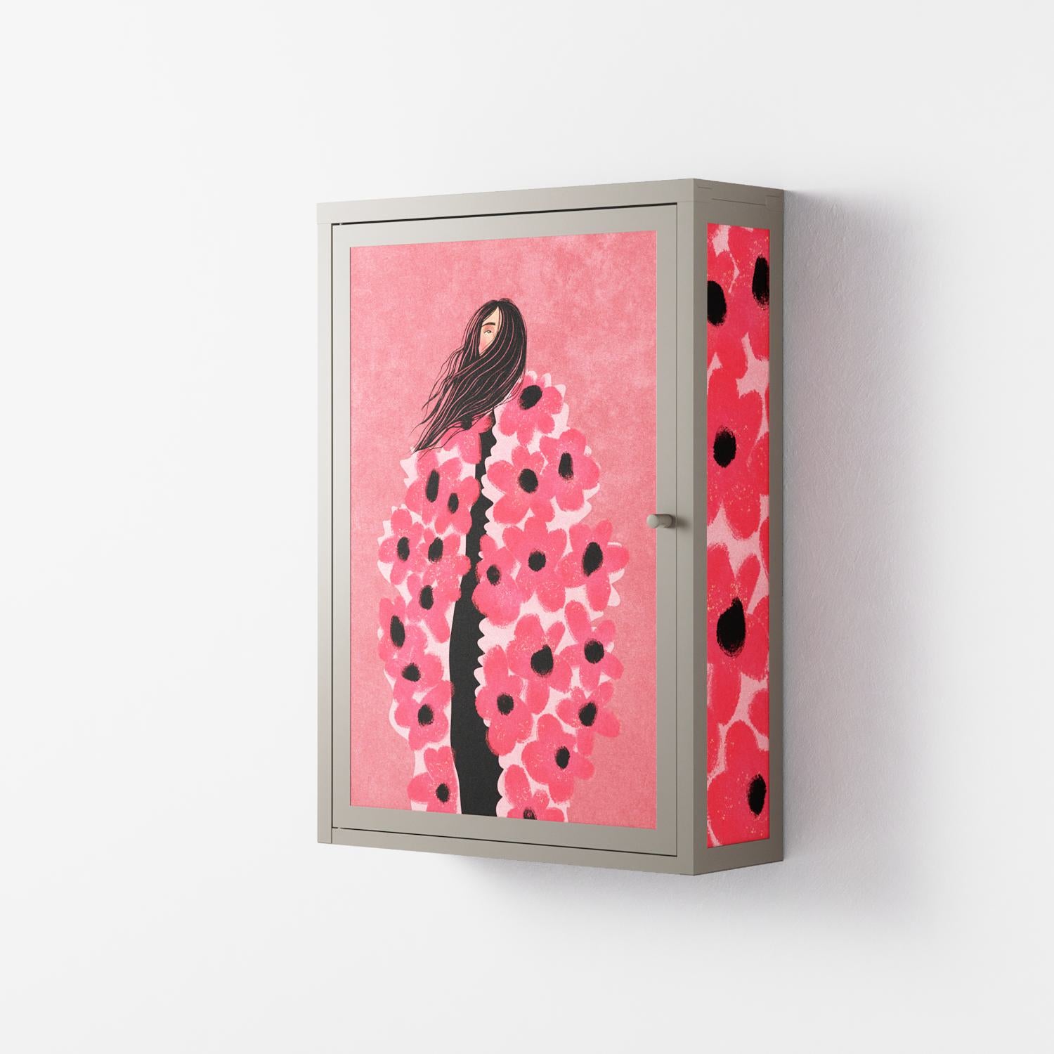 Covered in Flowers - Wall Cabinet - Raissa Oltmanns - Pebble - Overlay Metal