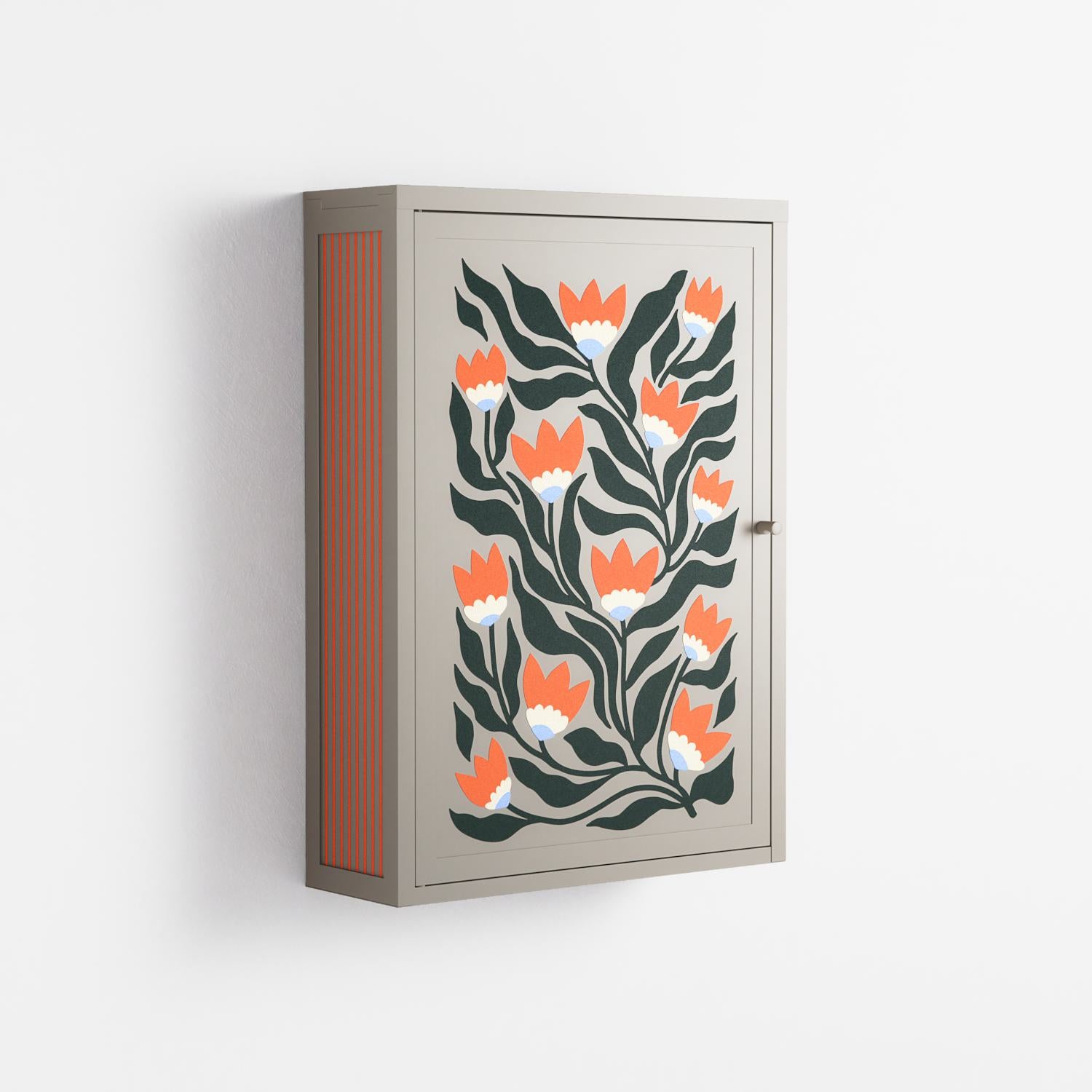 Blooming Folk Garden - Wall Cabinet - Sandra Hutter - Pebble - Overlay Metal