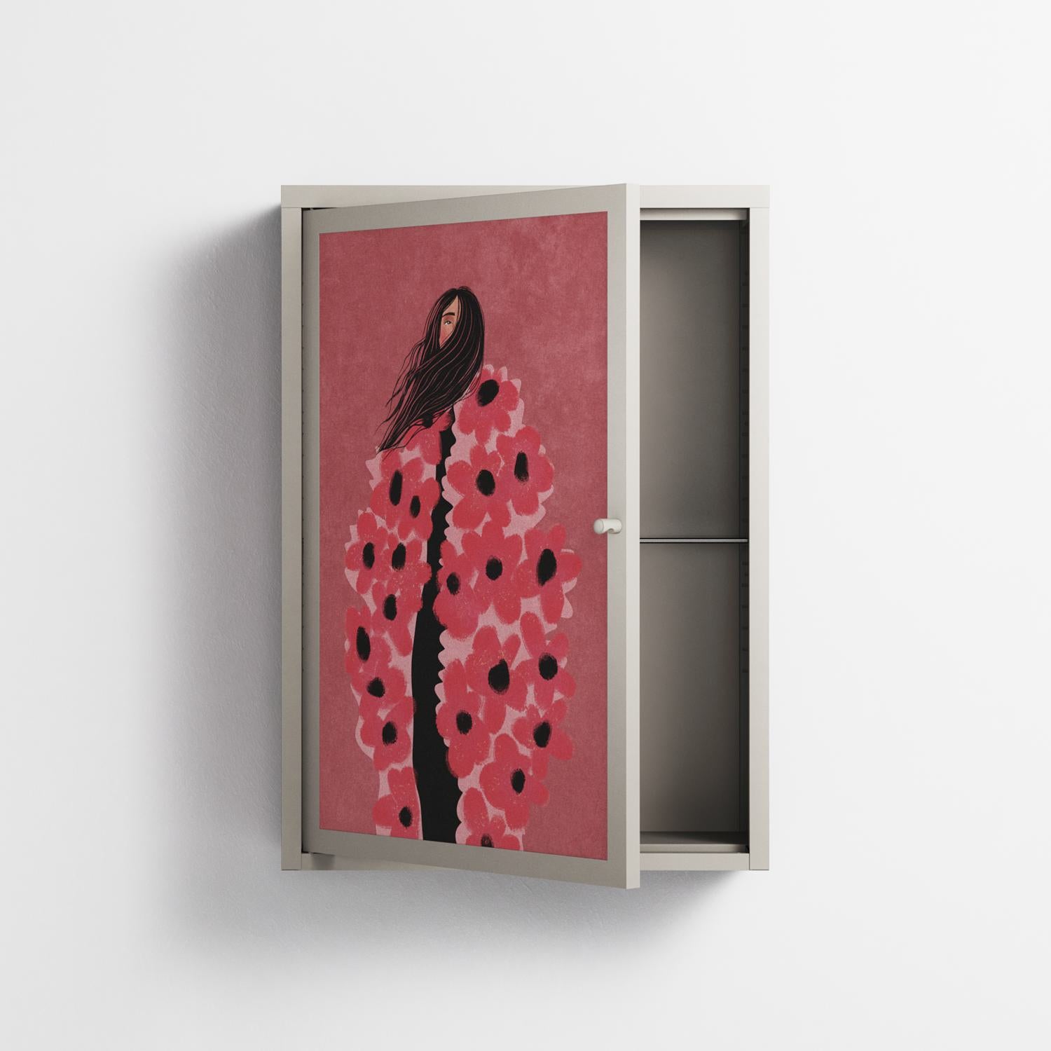 Covered in Flowers - Wall Cabinet - Raissa Oltmanns - Pebble - Overlay Metal