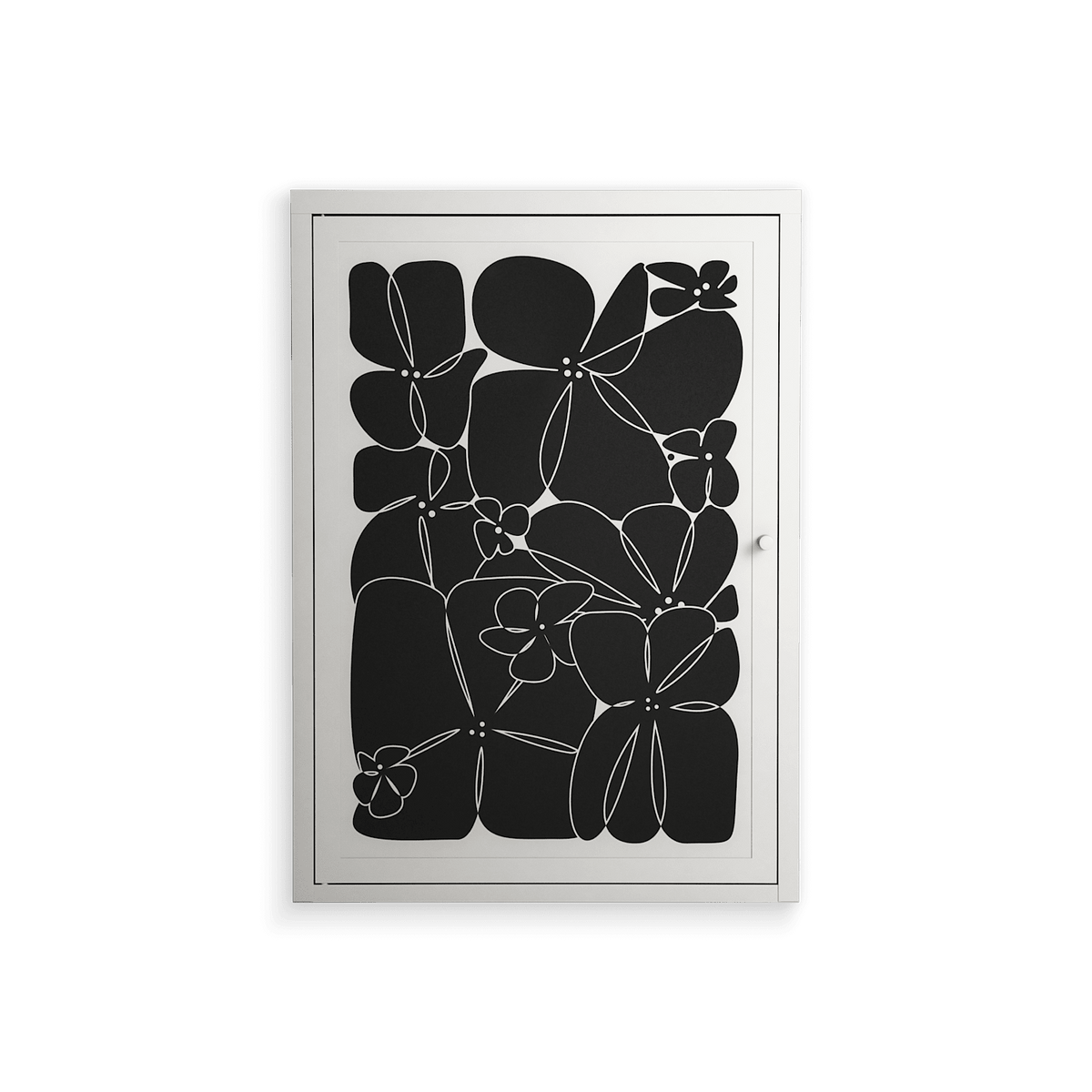 Black Flower - Wall Cabinet - Konrad Blaszczyk - Chalk - Overlay Metal