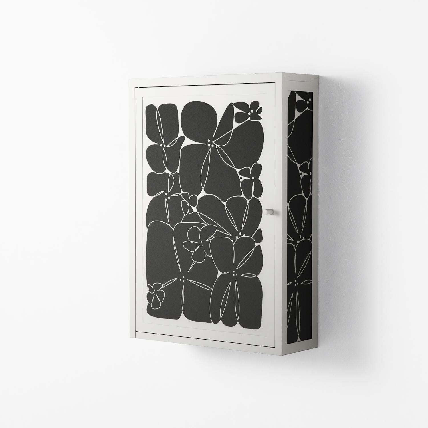 Black Flower - Wall Cabinet - Konrad Blaszczyk - Chalk - Overlay Metal