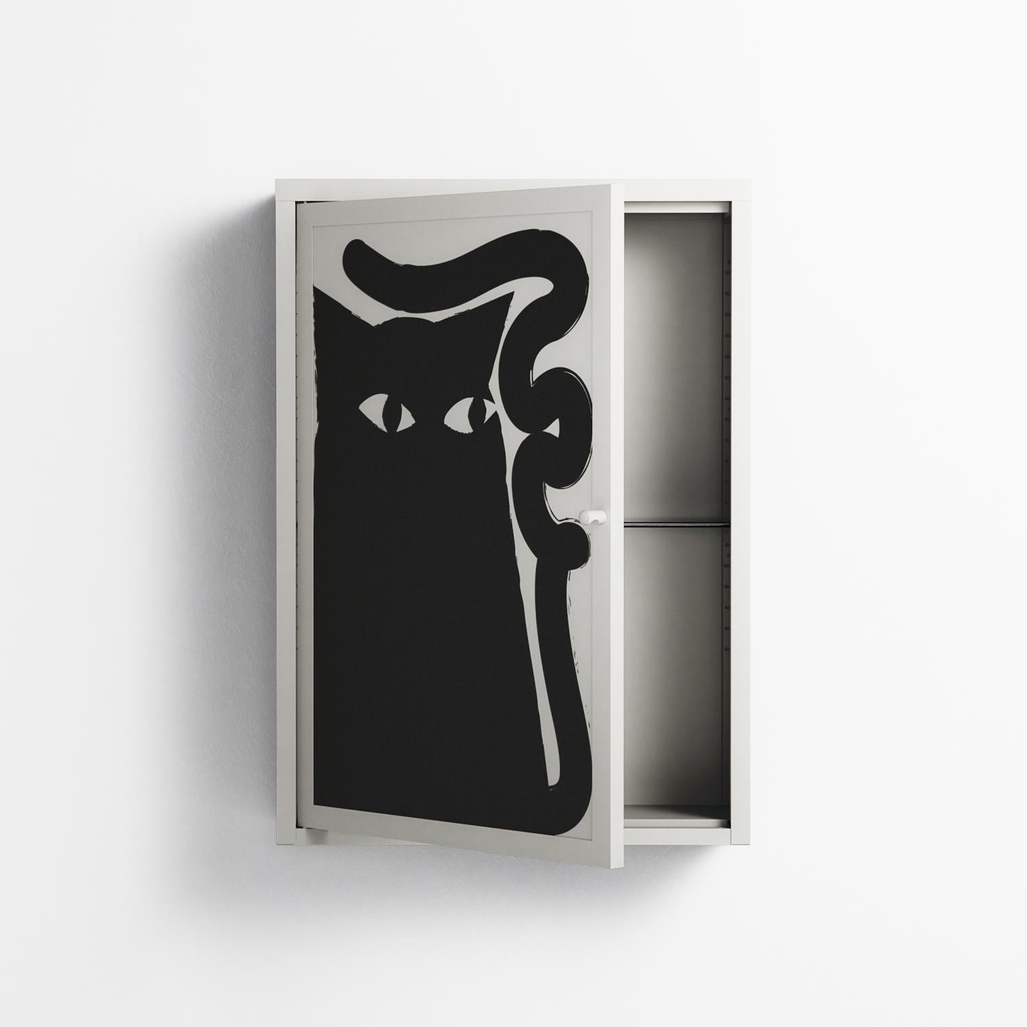 Black Cat - Wall Cabinet - Konrad Blaszczyk - Chalk - Overlay Metal