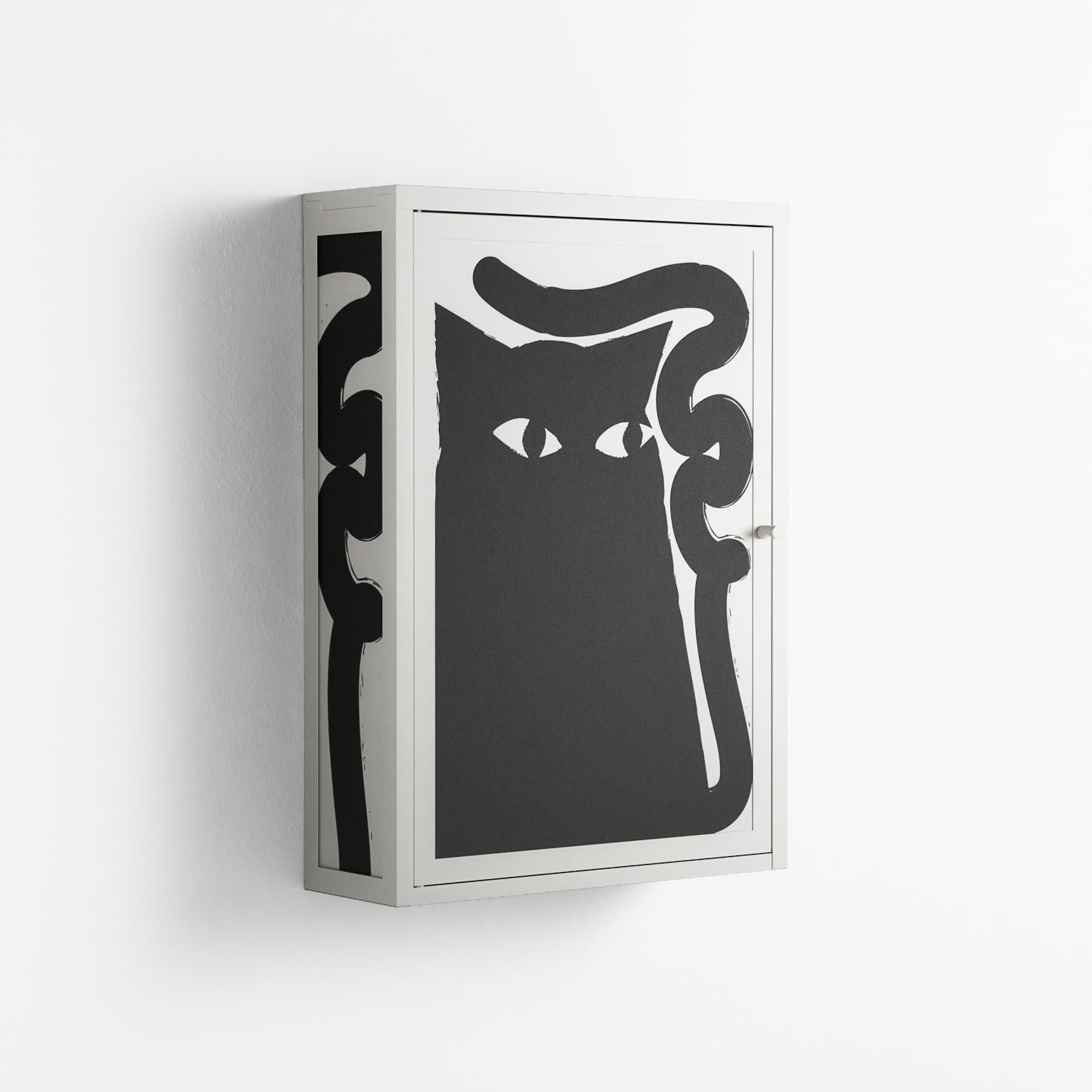 Black Cat - Wall Cabinet - Konrad Blaszczyk - Chalk - Overlay Metal