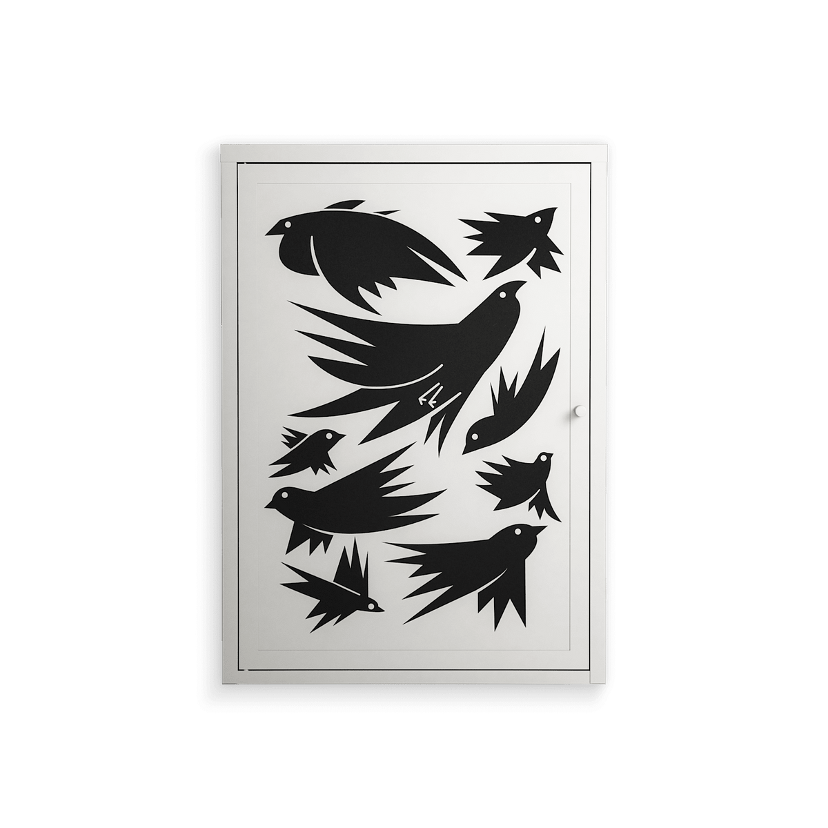 Black Birds - Wall Cabinet - Konrad Blaszczyk - Chalk - Overlay Metal