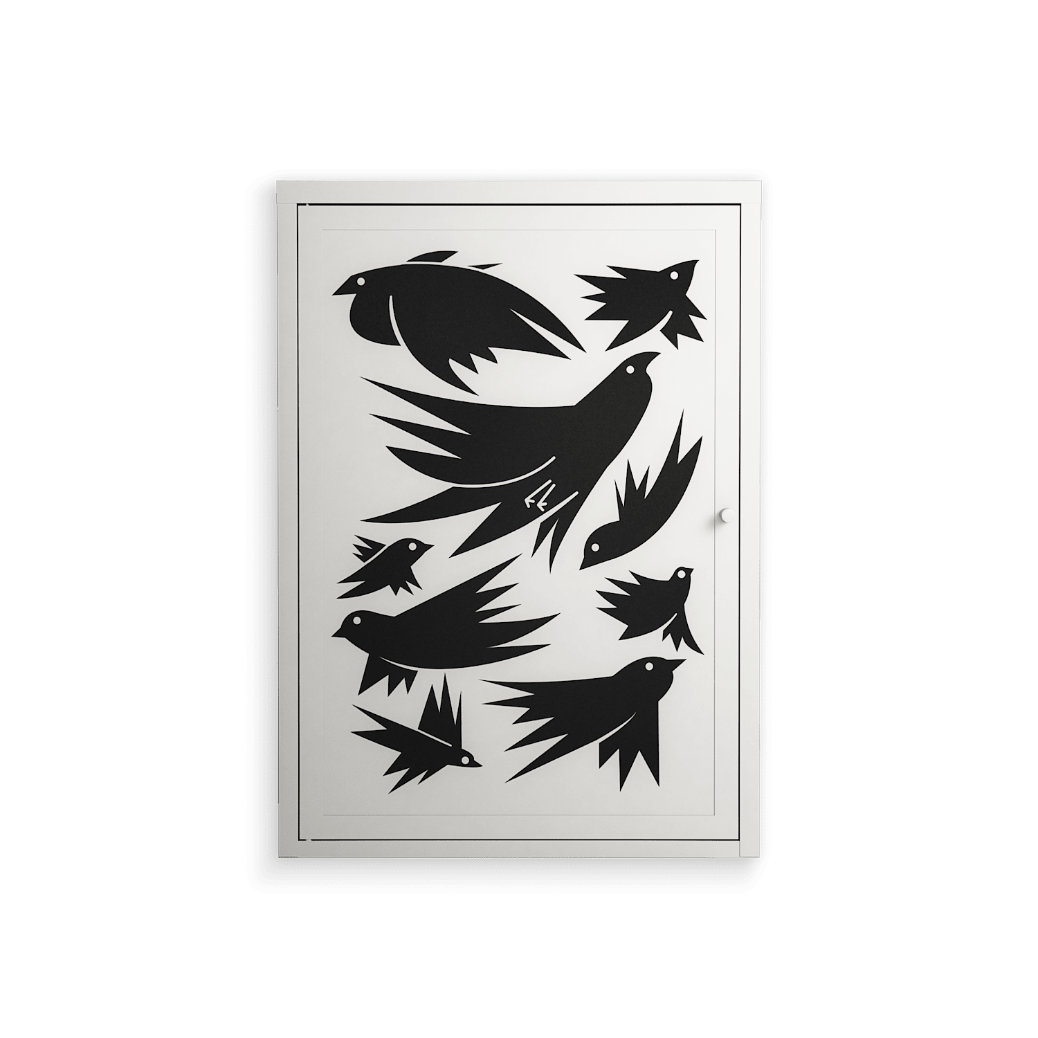 Black Birds - Wall Cabinet - Konrad Blaszczyk - Chalk - Overlay Metal