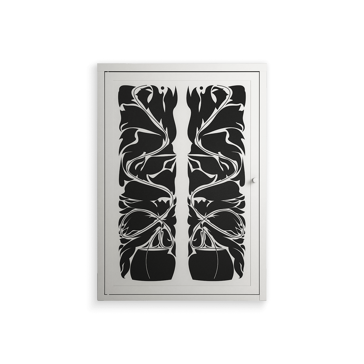 Black Potted Plant - Wall Cabinet - Konrad Blaszczyk - Chalk - Overlay Metal