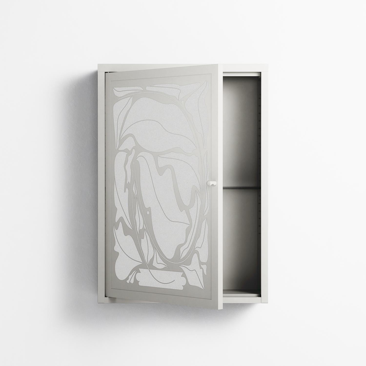 White Potted Plant - Wall Cabinet - Konrad Blaszczyk - Chalk - Overlay Metal