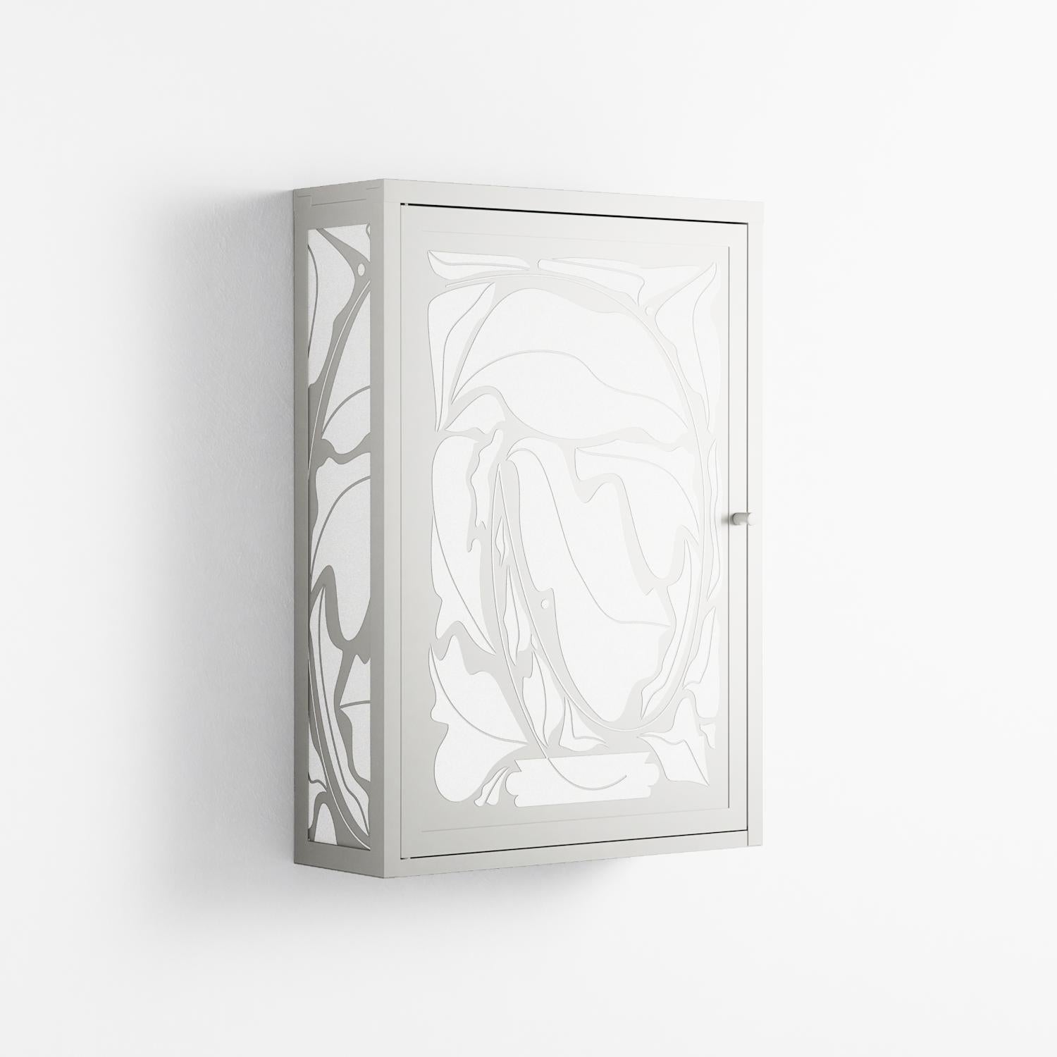 White Potted Plant - Wall Cabinet - Konrad Blaszczyk - Chalk - Overlay Metal