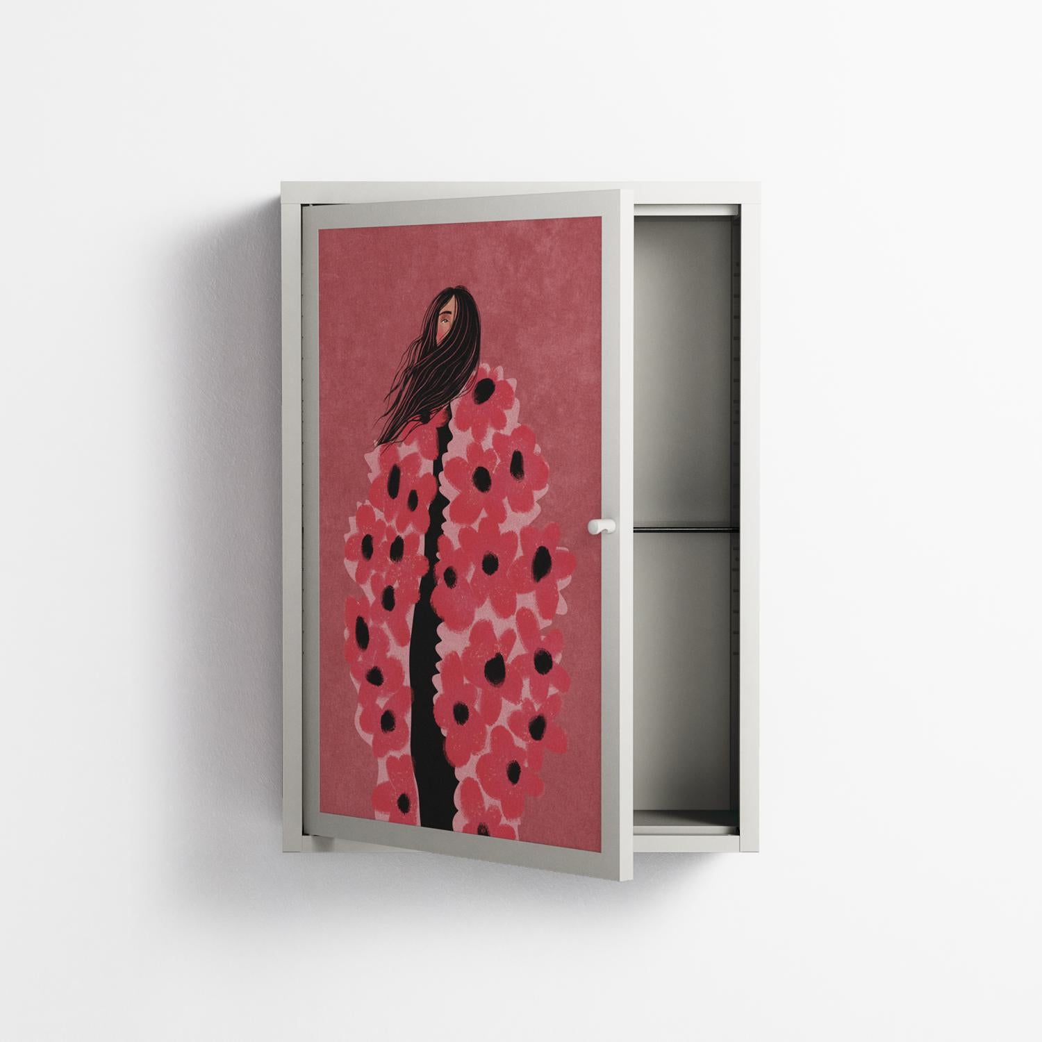 Covered in Flowers - Wall Cabinet - Raissa Oltmanns - Chalk - Overlay Metal
