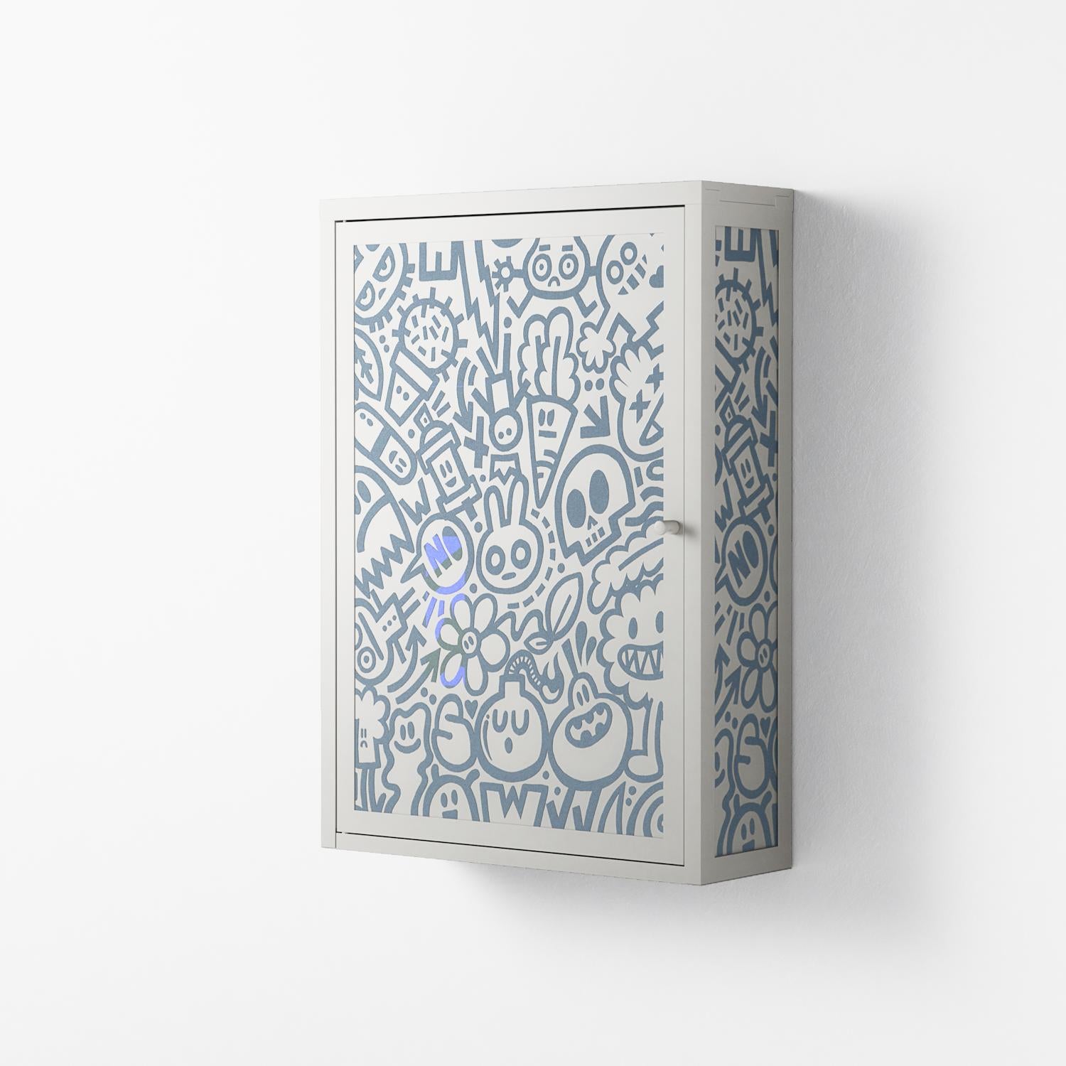 Thick Lines Good Times - Wall Cabinet - Craig Watkins - Chalk - Overlay Metal