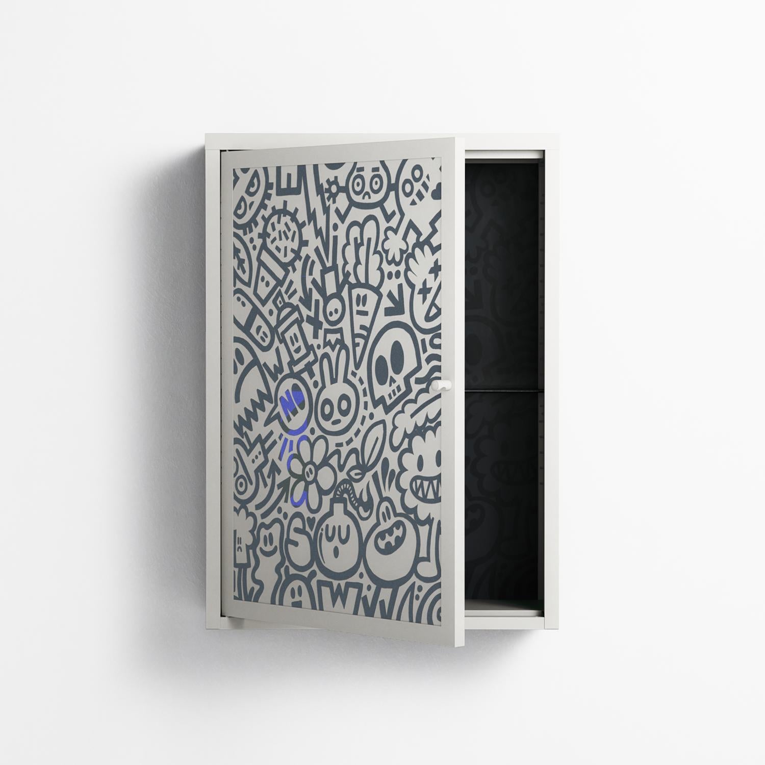 Thick Lines Good Times - Wall Cabinet - Craig Watkins - Chalk - Overlay Metal