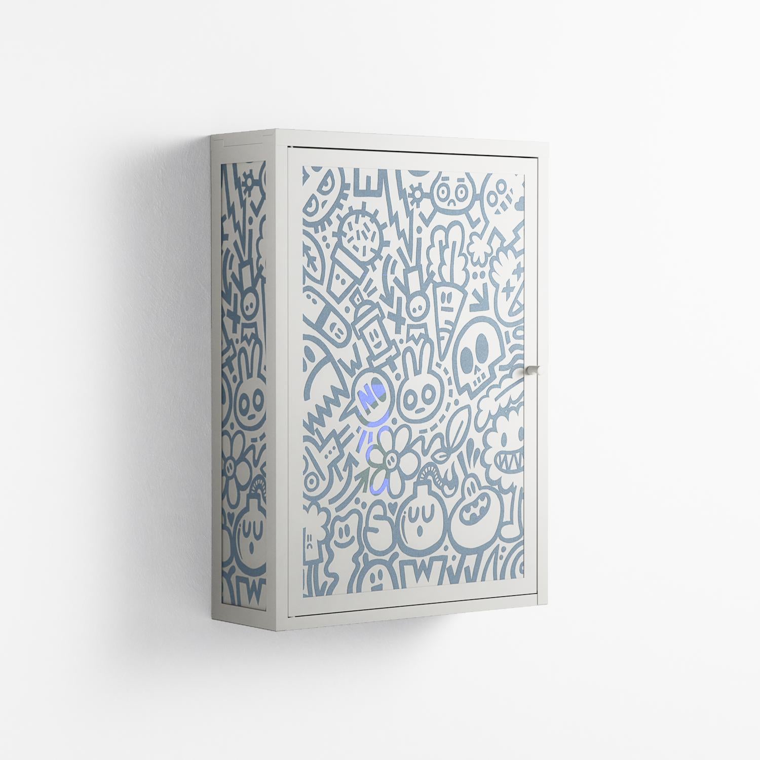 Thick Lines Good Times - Wall Cabinet - Craig Watkins - Chalk - Overlay Metal