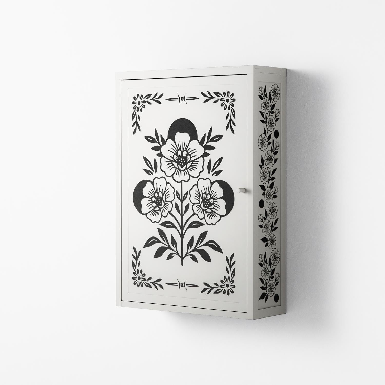 Barbed Bloom - Wall Cabinet - Daphna Sebbane - Chalk - Overlay Metal