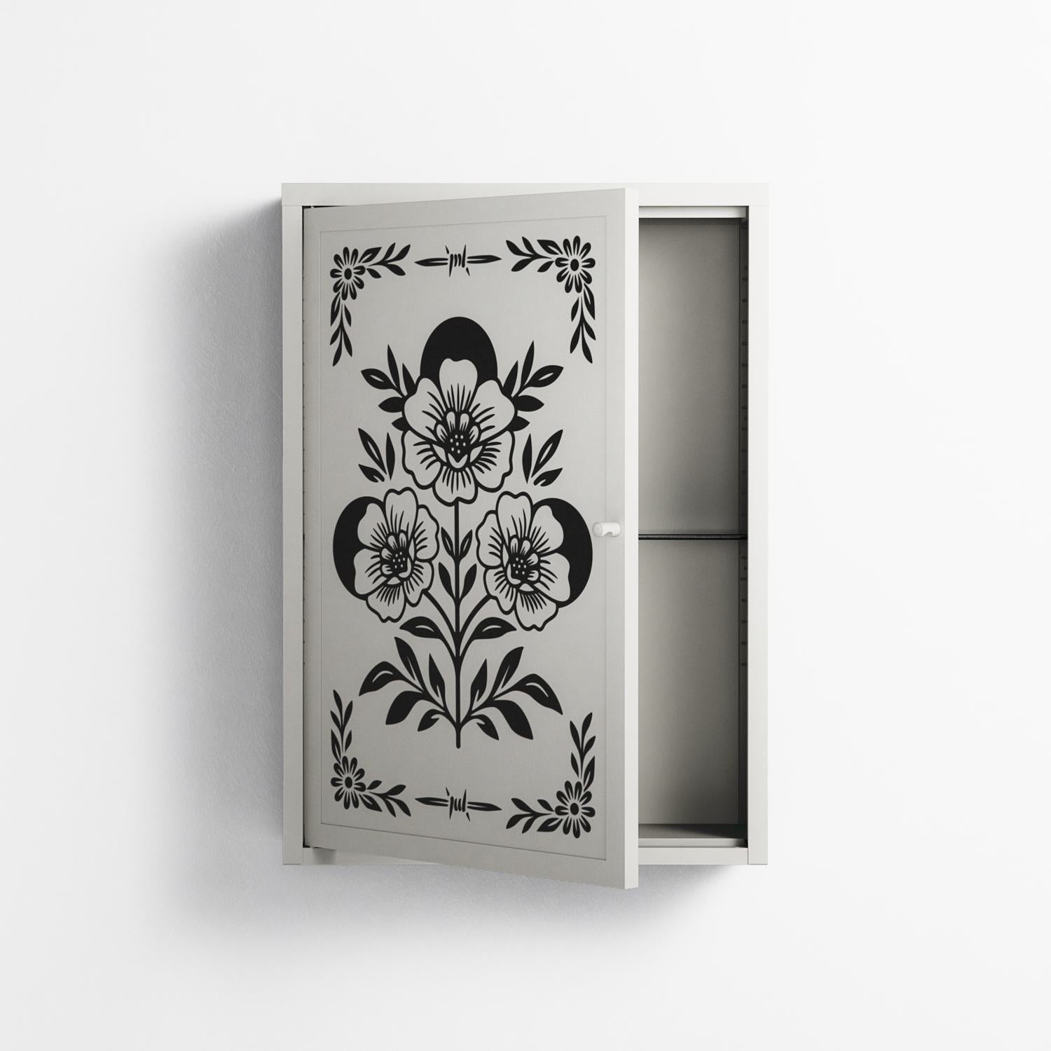 Barbed Bloom - Wall Cabinet - Daphna Sebbane - Chalk - Overlay Metal