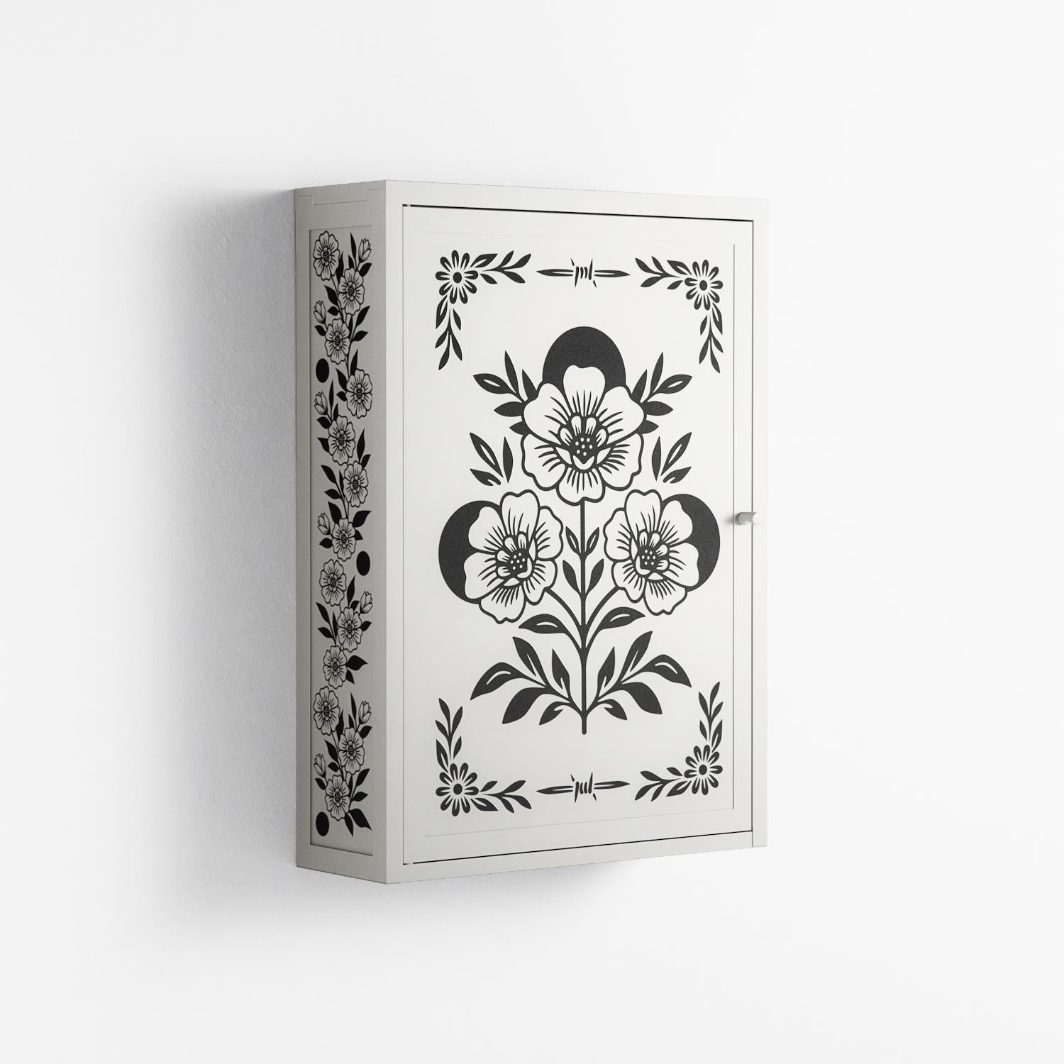 Barbed Bloom - Wall Cabinet - Daphna Sebbane - Chalk - Overlay Metal