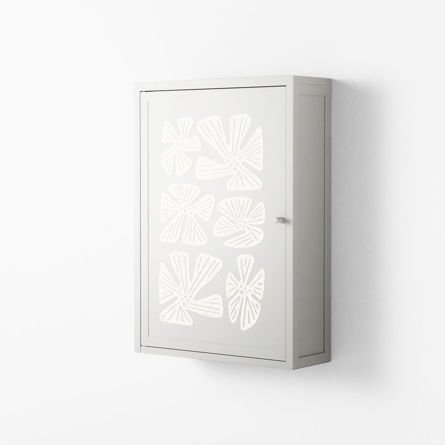 Blue Flower - Wall Cabinet - Magdalena Marchocka - Chalk - Overlay Metal