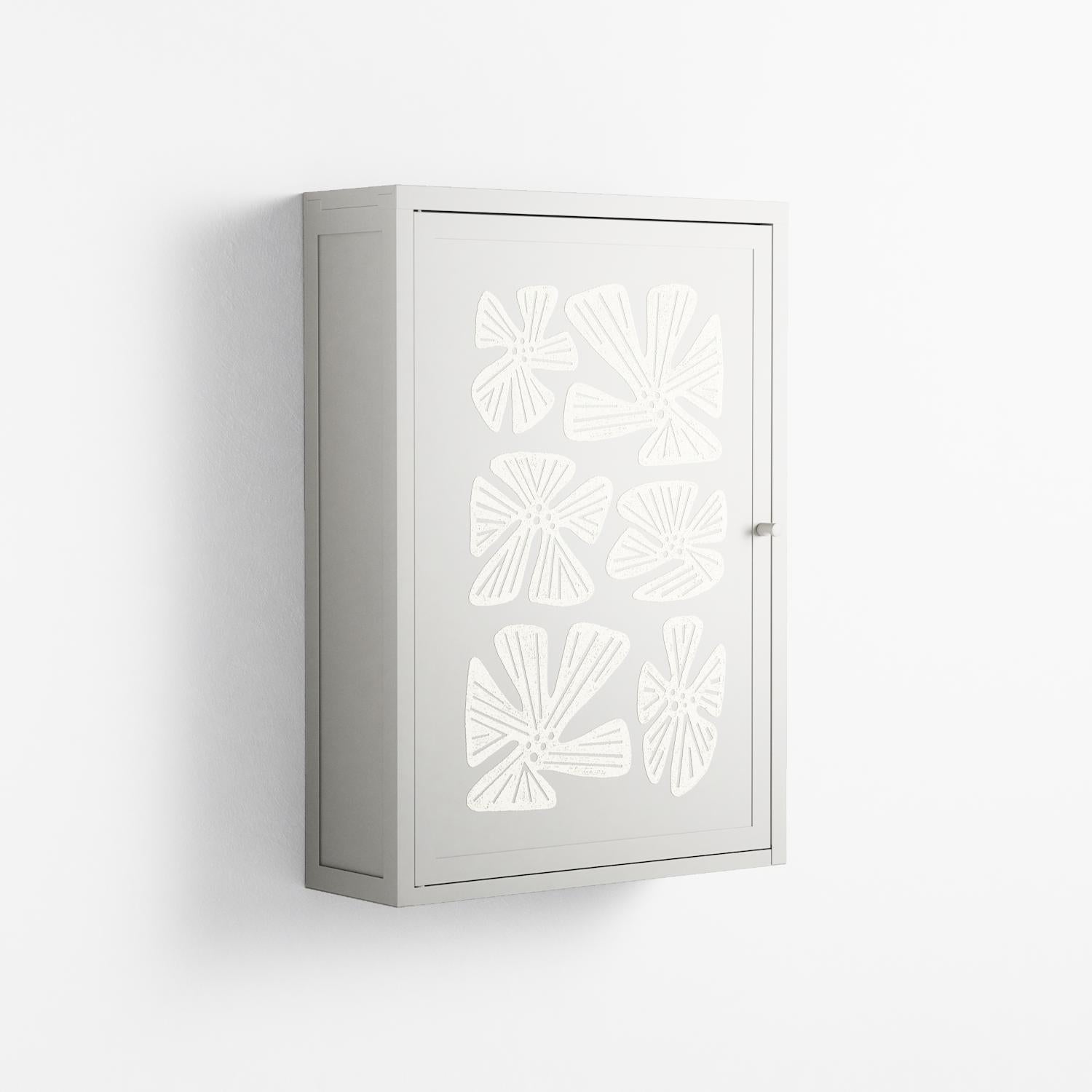 Blue Flower - Wall Cabinet - Magdalena Marchocka - Chalk - Overlay Metal