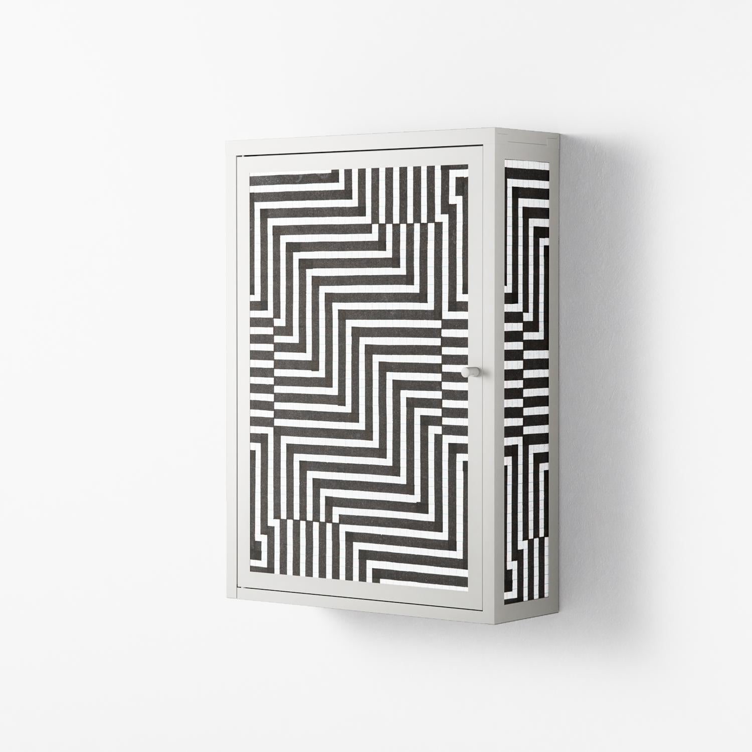 Rectangle In Rectangle - Wall Cabinet - Guido De Boer - Chalk - Overlay Metal