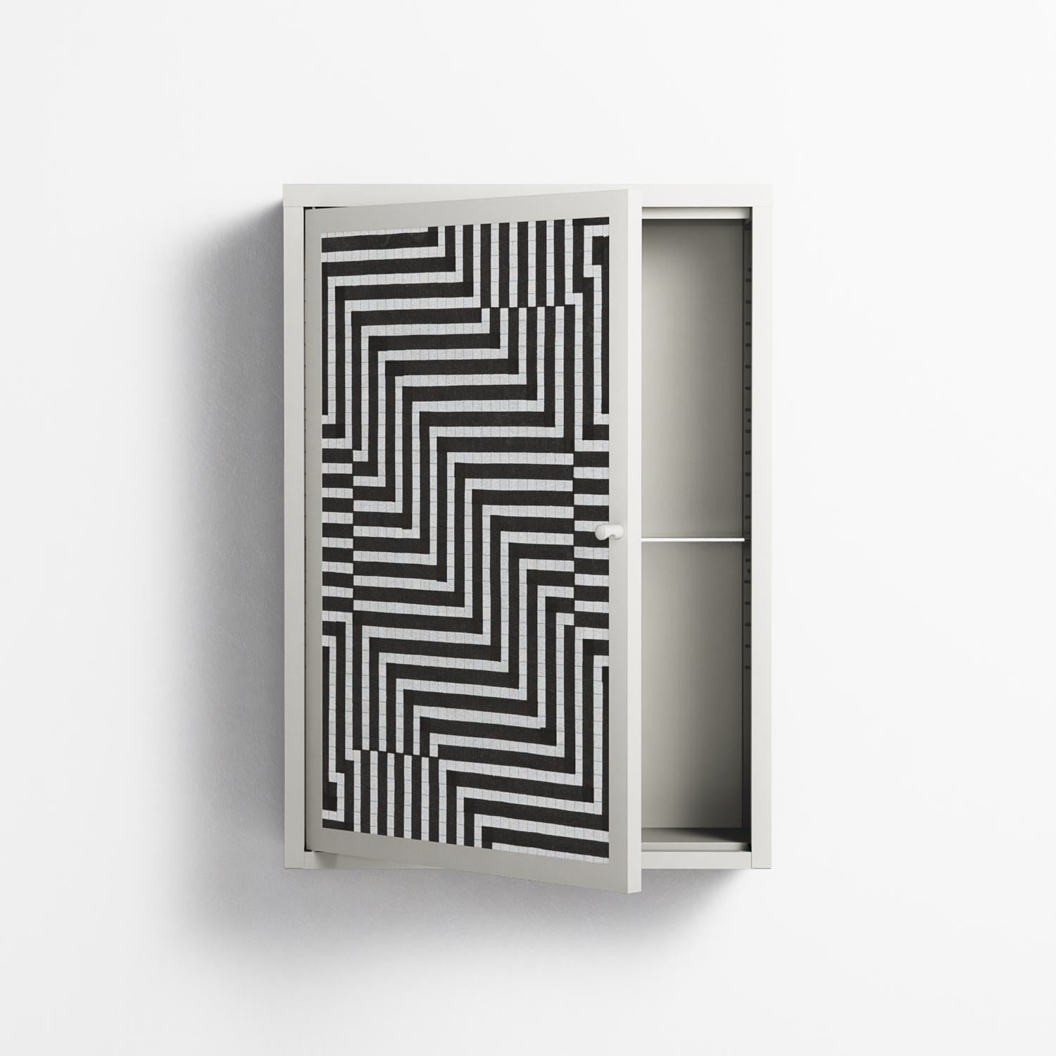 Rectangle In Rectangle - Wall Cabinet - Guido De Boer - Chalk - Overlay Metal
