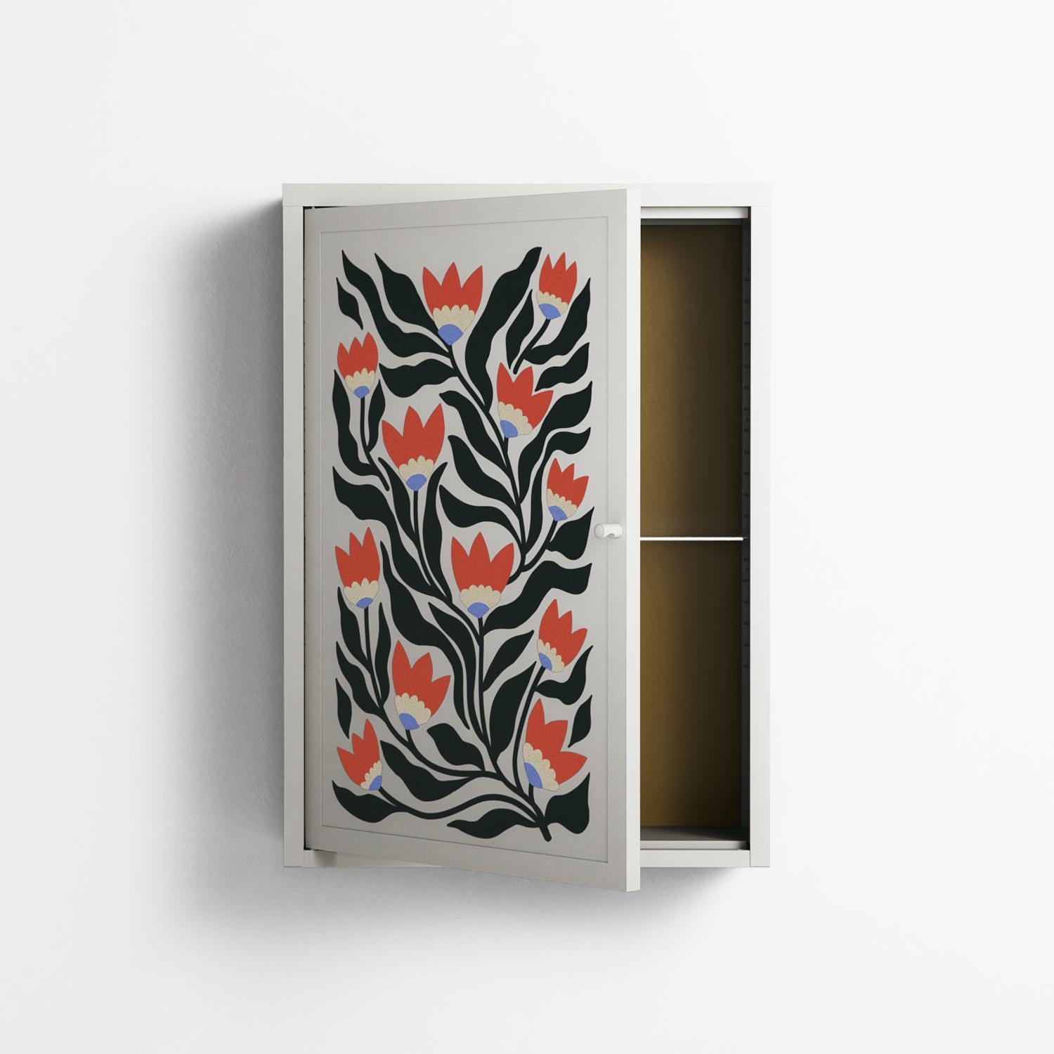 Blooming Folk Garden - Wall Cabinet - Sandra Hutter - Chalk - Overlay Metal