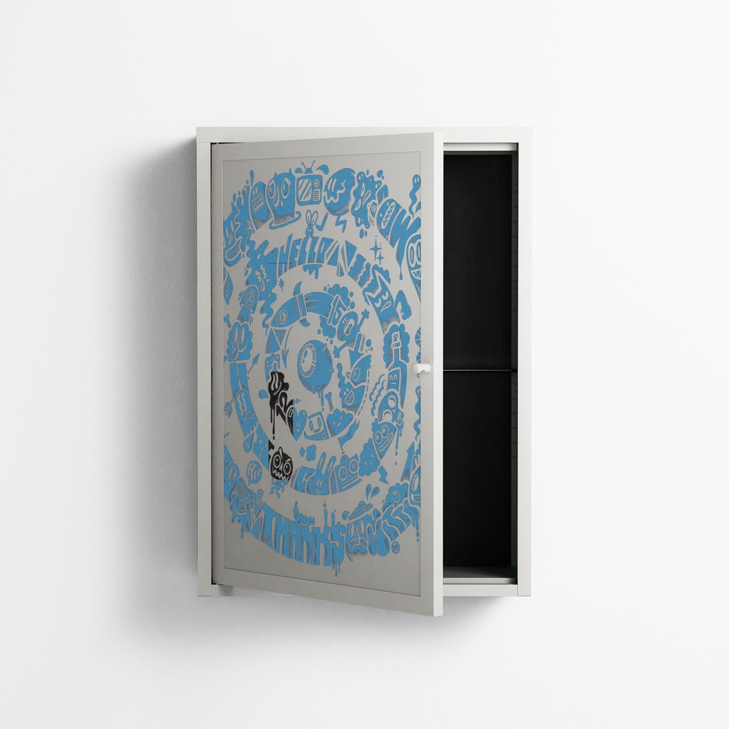 The Circles Of My Mind - Wall Cabinet - Craig Watkins - Chalk - Overlay Metal