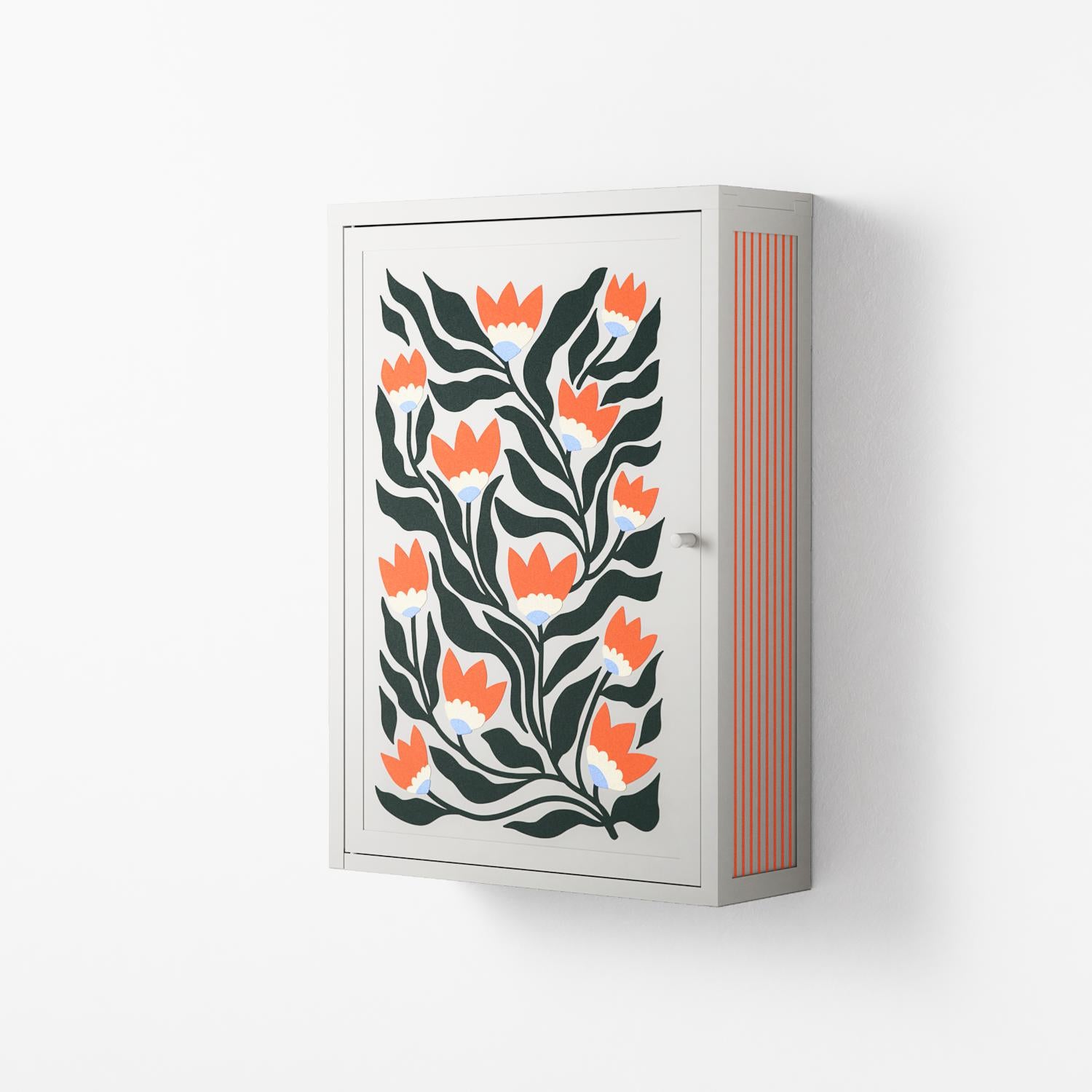 Blooming Folk Garden - Wall Cabinet - Sandra Hutter - Chalk - Overlay Metal